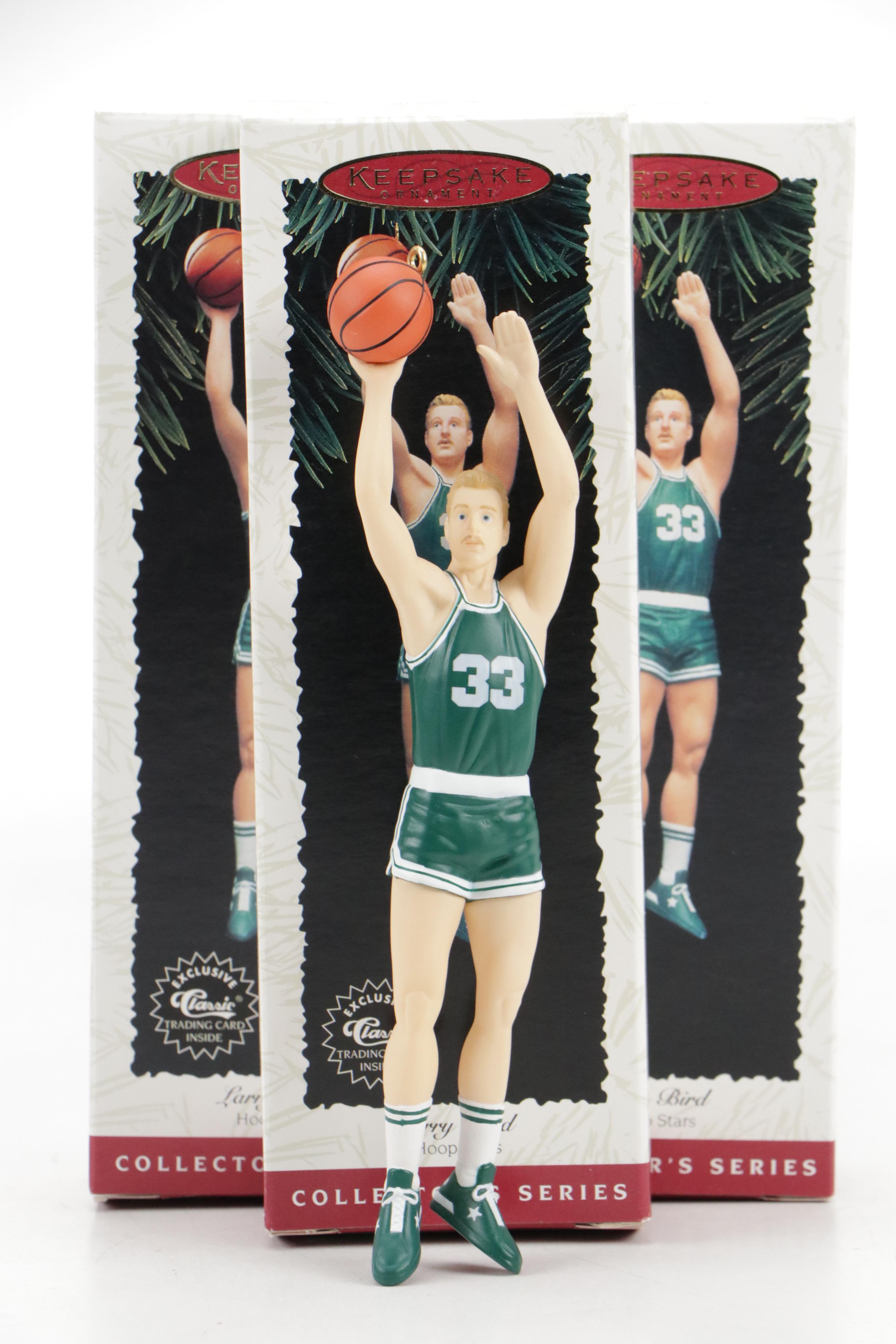Larry Bird and Karl Malone Keepsake Ornaments with Rogers Hornsby Pocket Knife