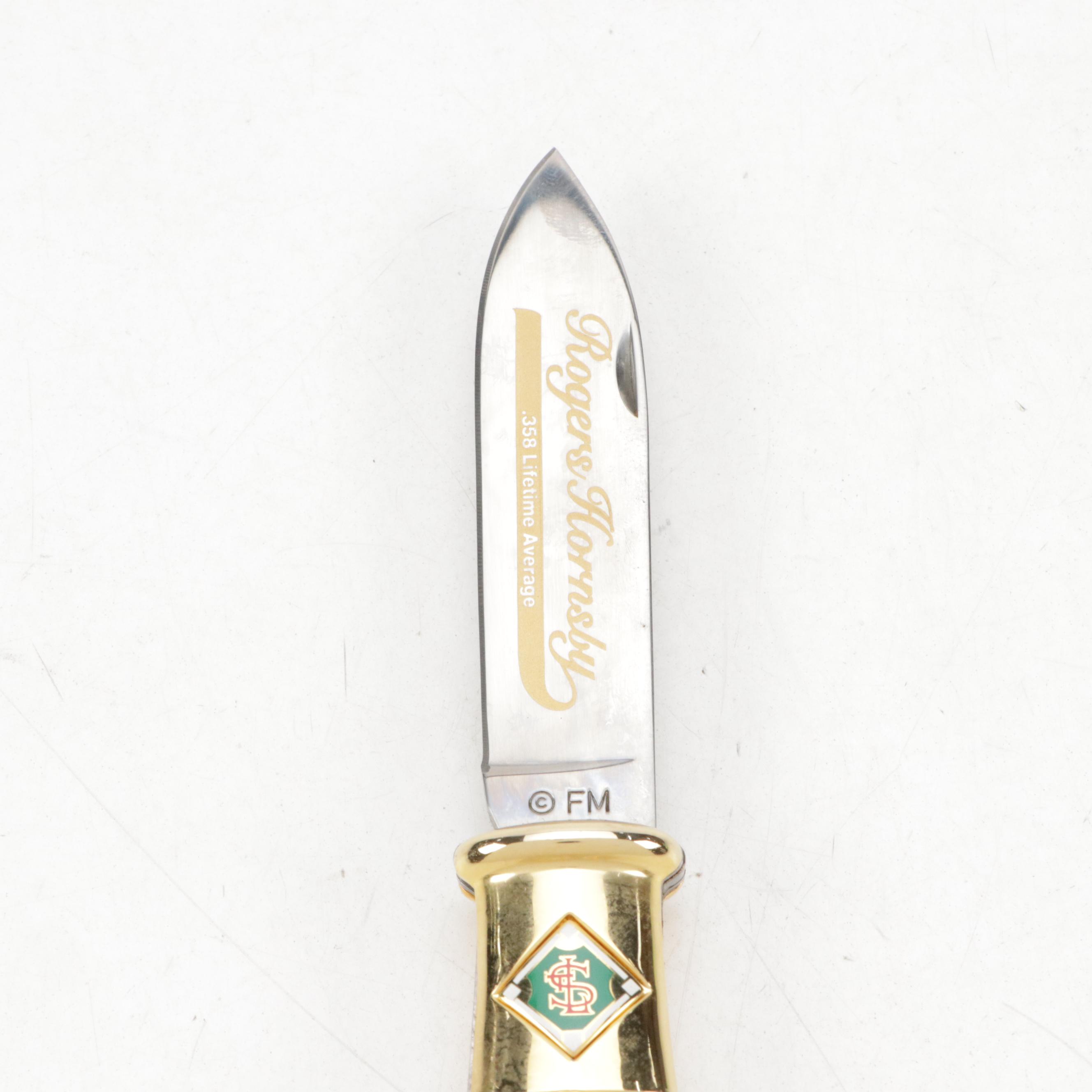 Larry Bird and Karl Malone Keepsake Ornaments with Rogers Hornsby Pocket Knife