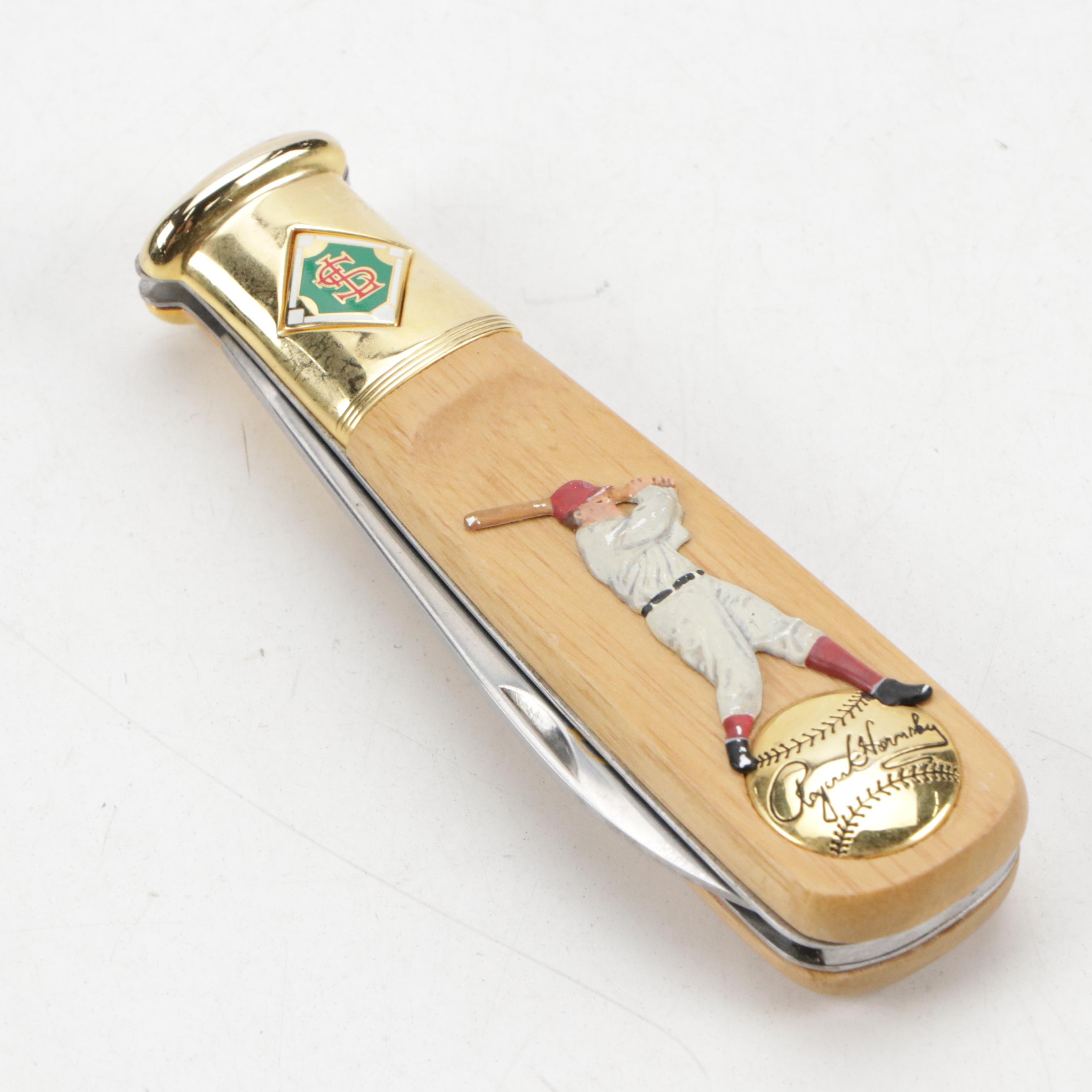 Larry Bird and Karl Malone Keepsake Ornaments with Rogers Hornsby Pocket Knife