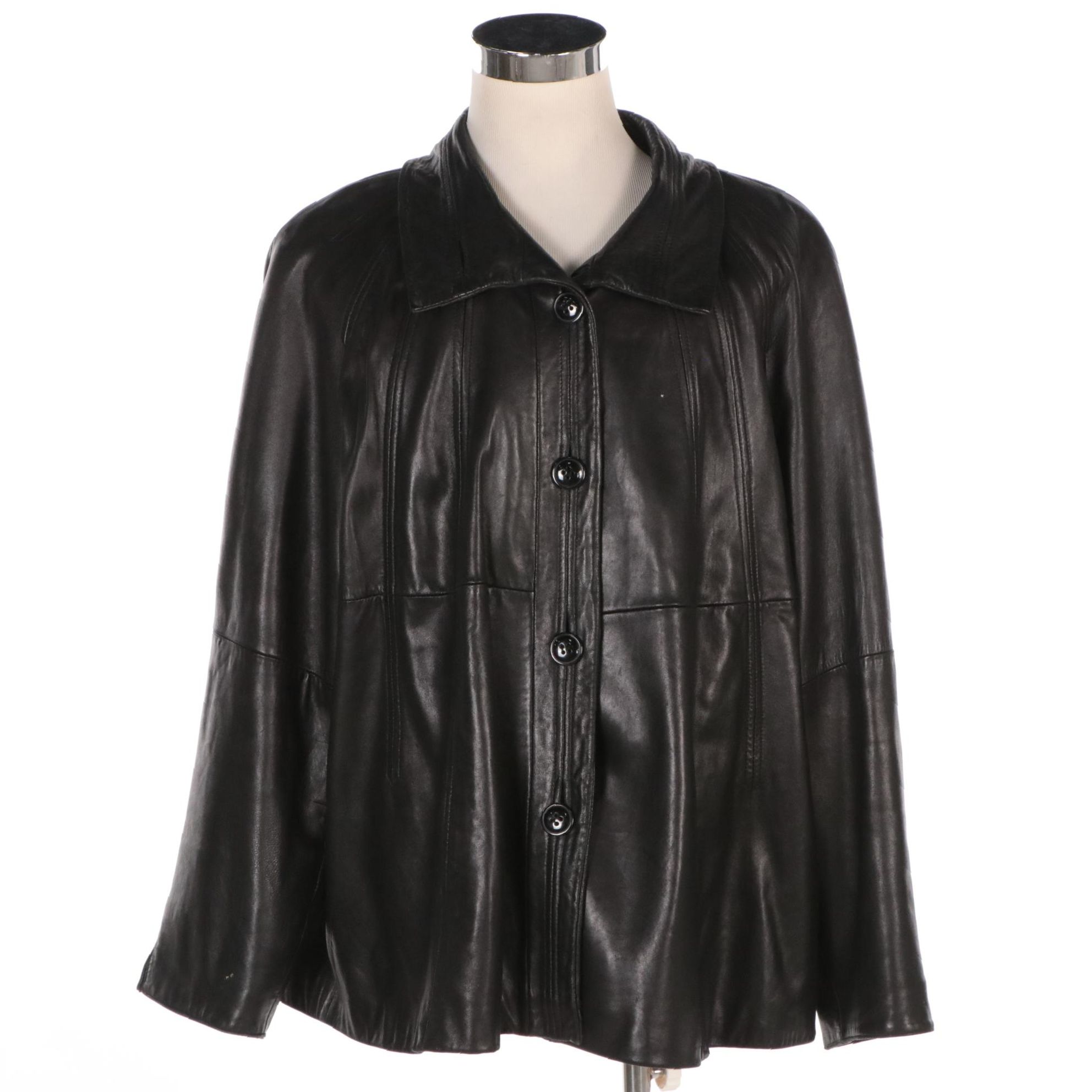 Men's Portrait Black Leather Jacket