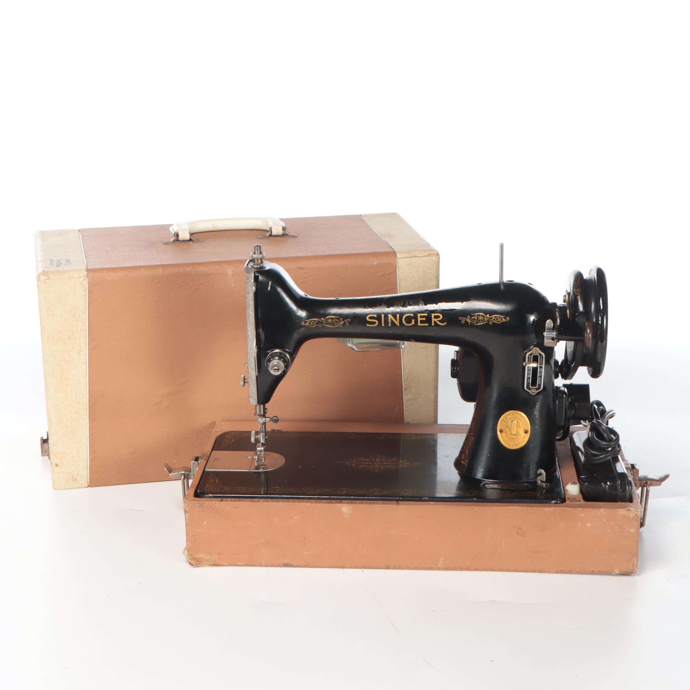 Singer Portable Electric Sewing Machine, Mid-20th Century