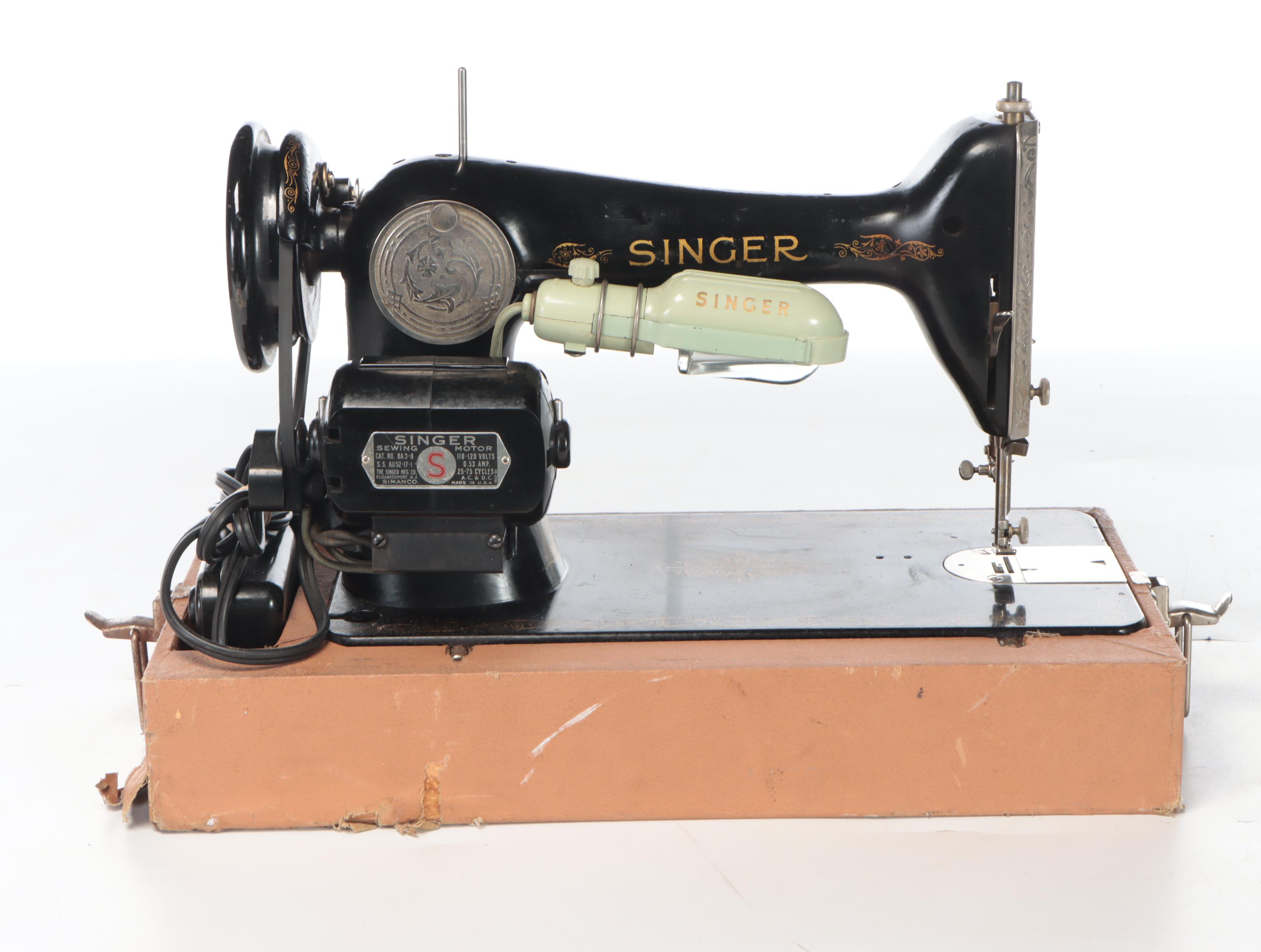 Singer Portable Electric Sewing Machine, Mid-20th Century