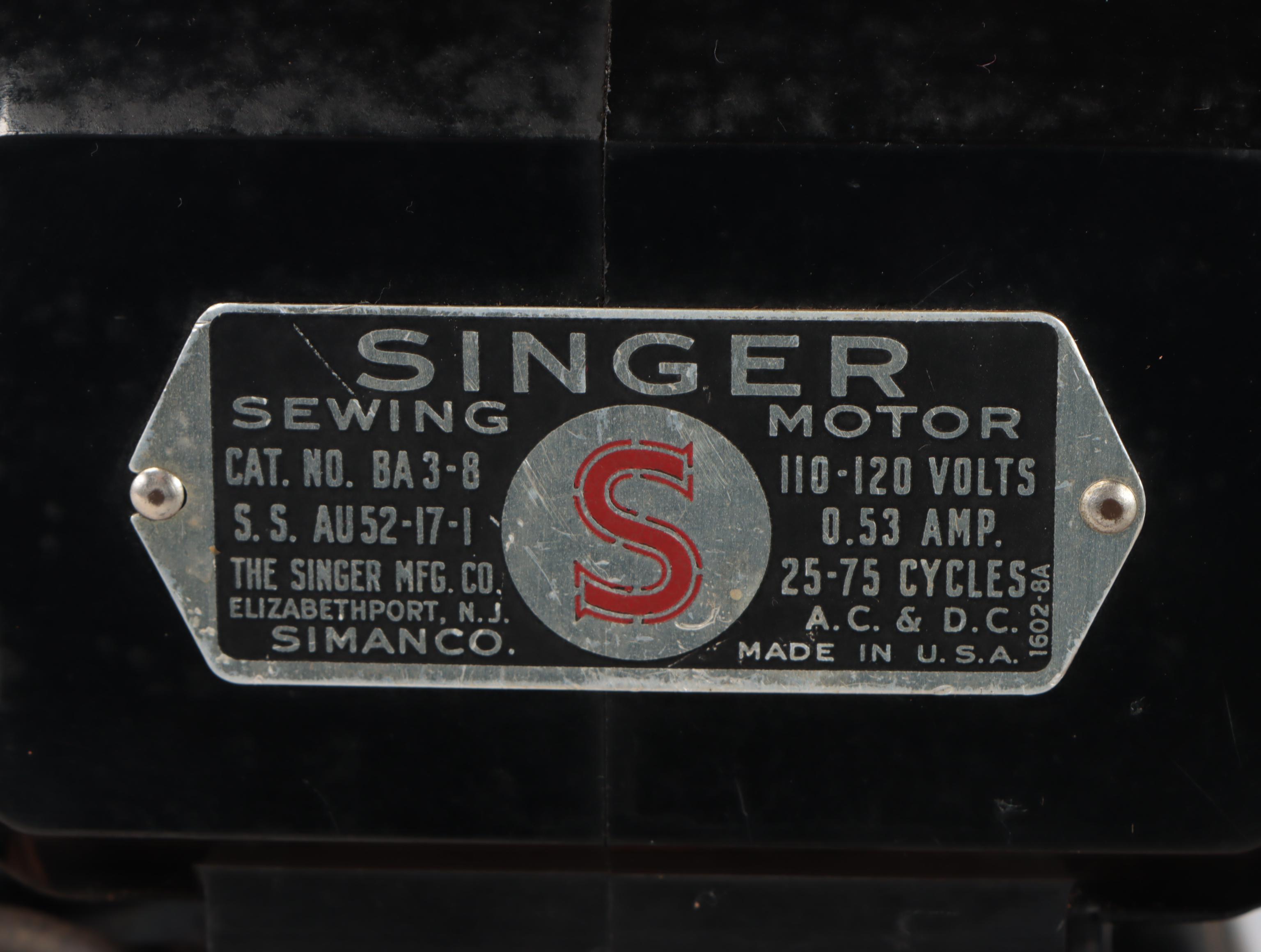 Singer Portable Electric Sewing Machine, Mid-20th Century