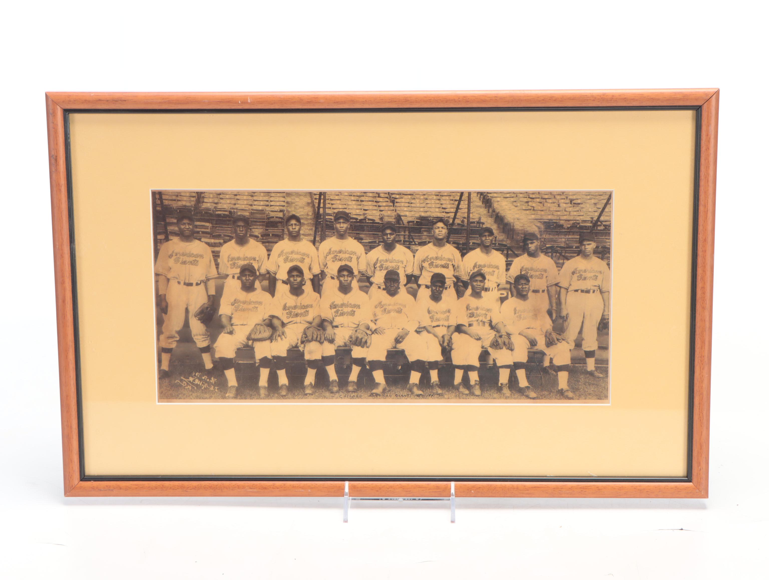 Negro League American Giants Print with Pennant, and More, Mid-Late 20th Century