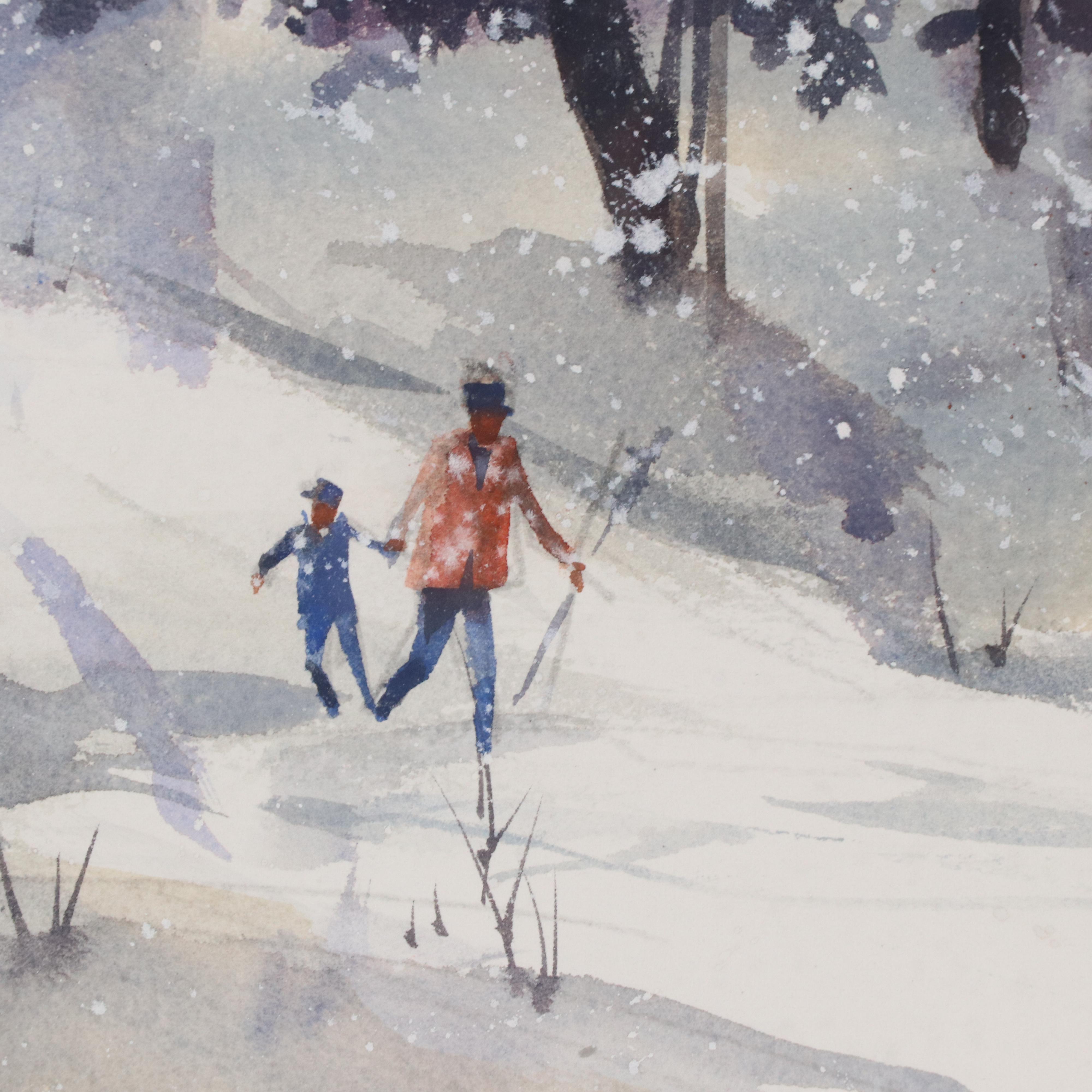 Ray Loos Winter Farm Landscape Watercolor Painting