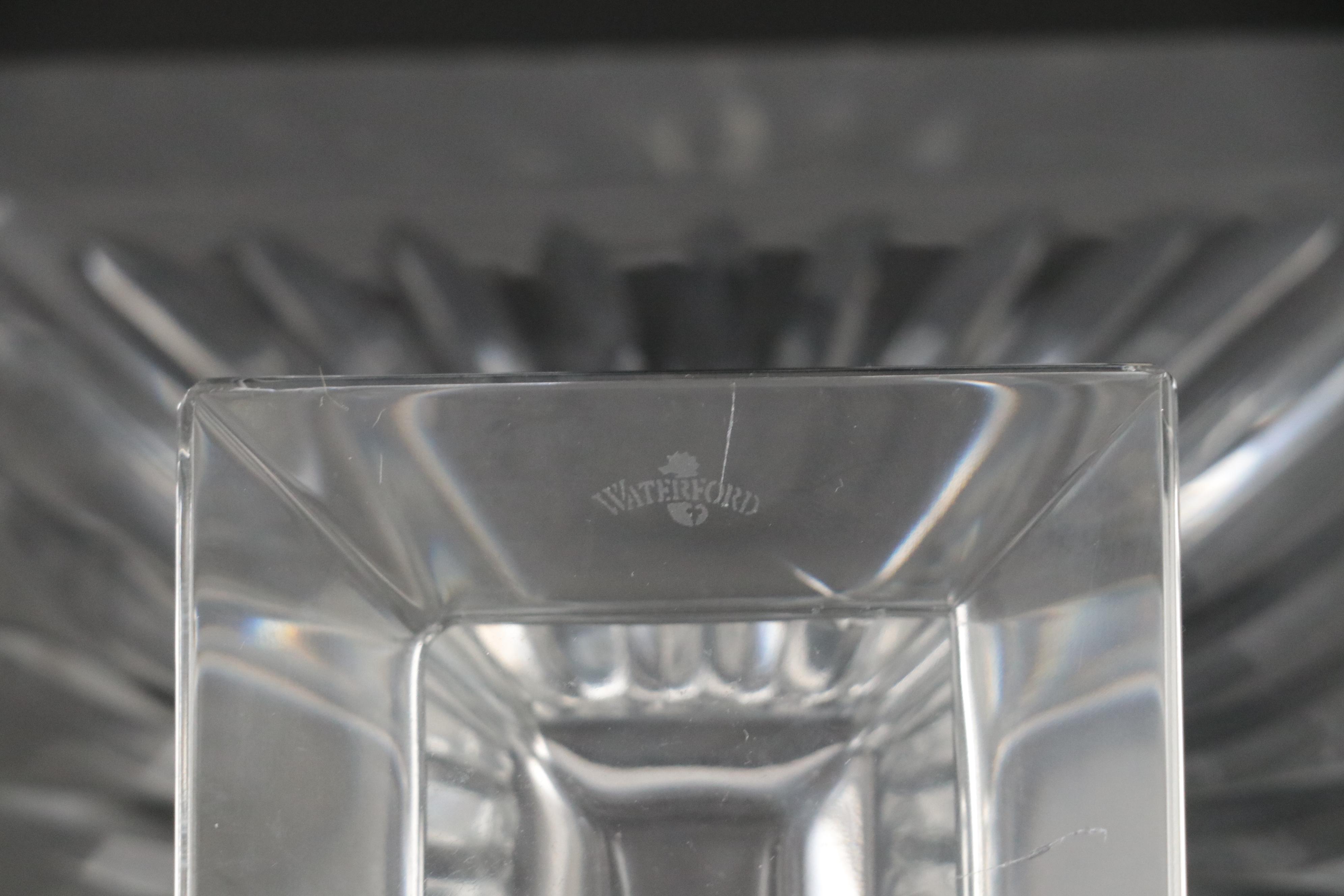 Waterford Crystal "Clarion" Square Bowl With Marquis by Waterford Candle Stand