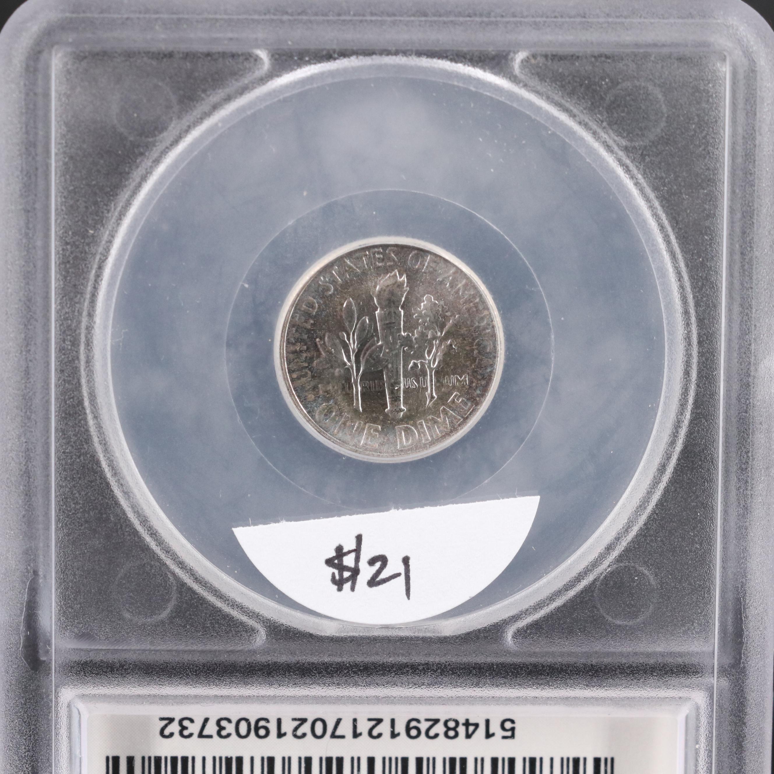 Seven Uncirculated Roosevelt Silver Dimes