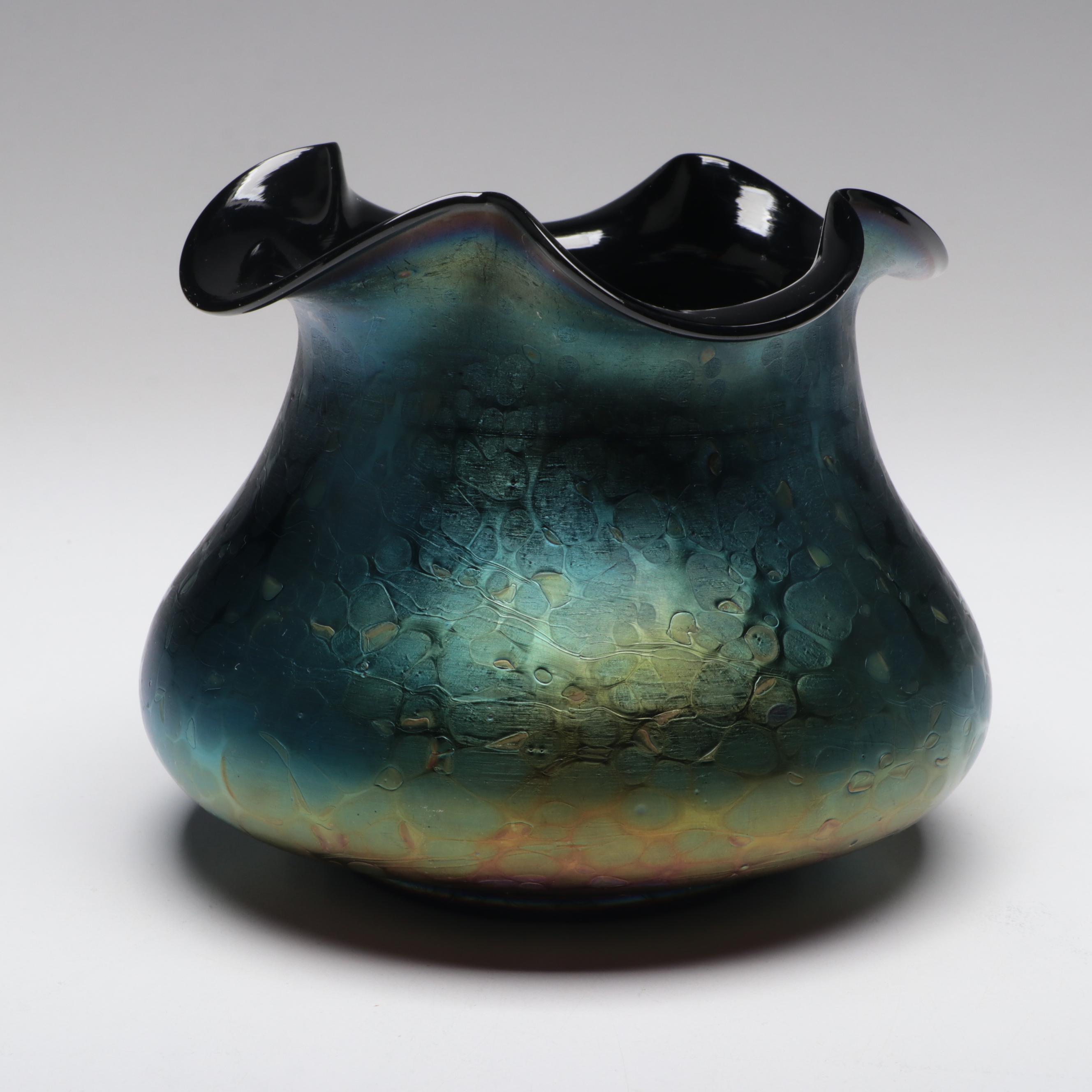 Loetz Handblown Art Nouveau Iridescent Oil Spot Art Glass Vase, Early 20th C.