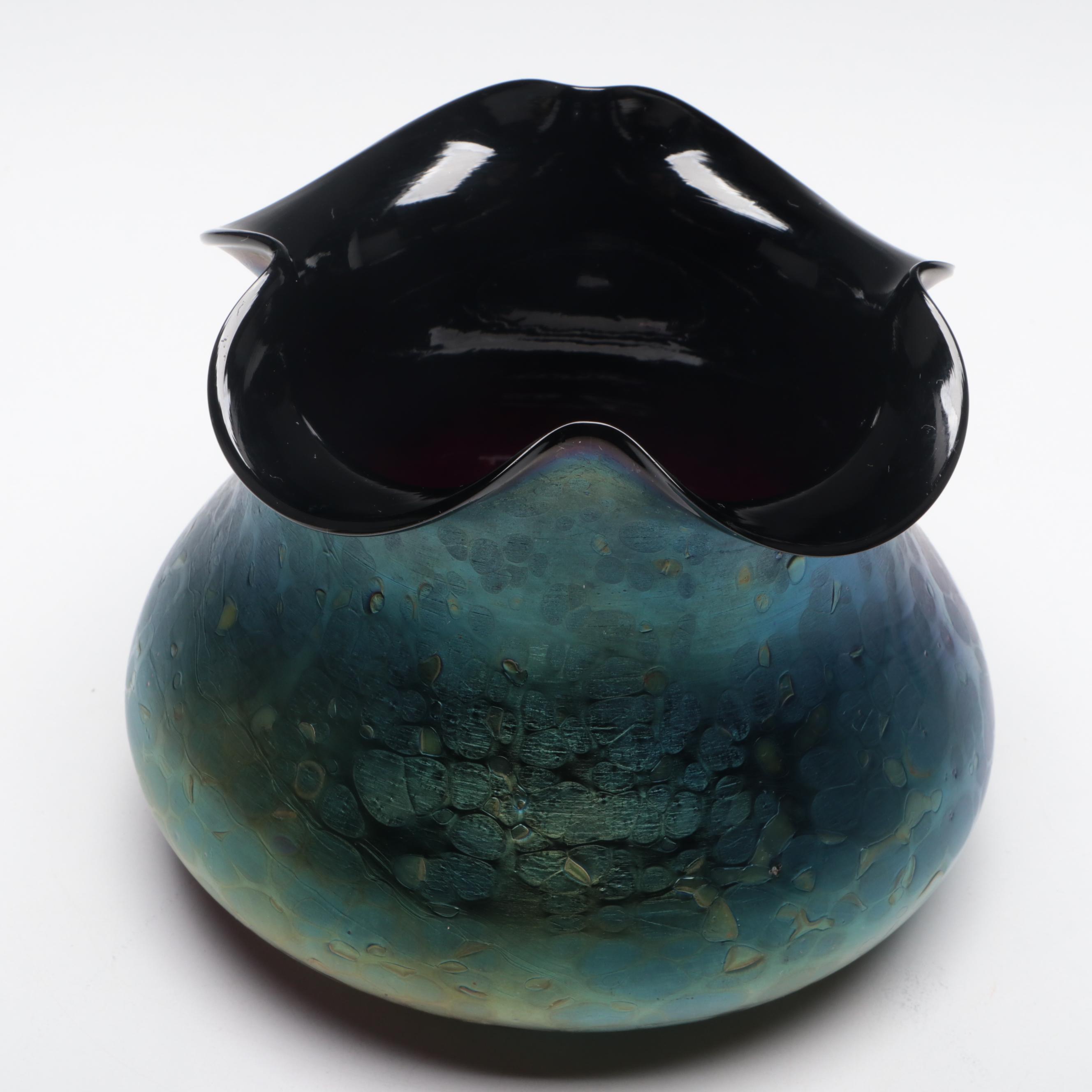Loetz Handblown Art Nouveau Iridescent Oil Spot Art Glass Vase, Early 20th C.
