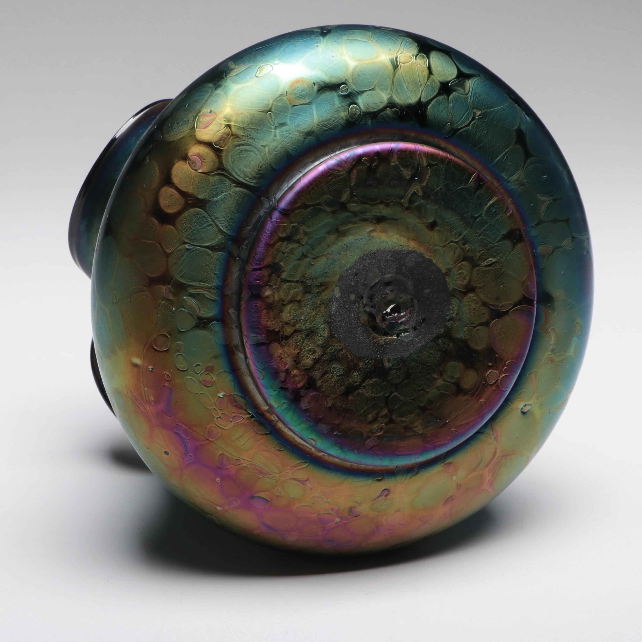 Loetz Handblown Art Nouveau Iridescent Oil Spot Art Glass Vase, Early 20th C.