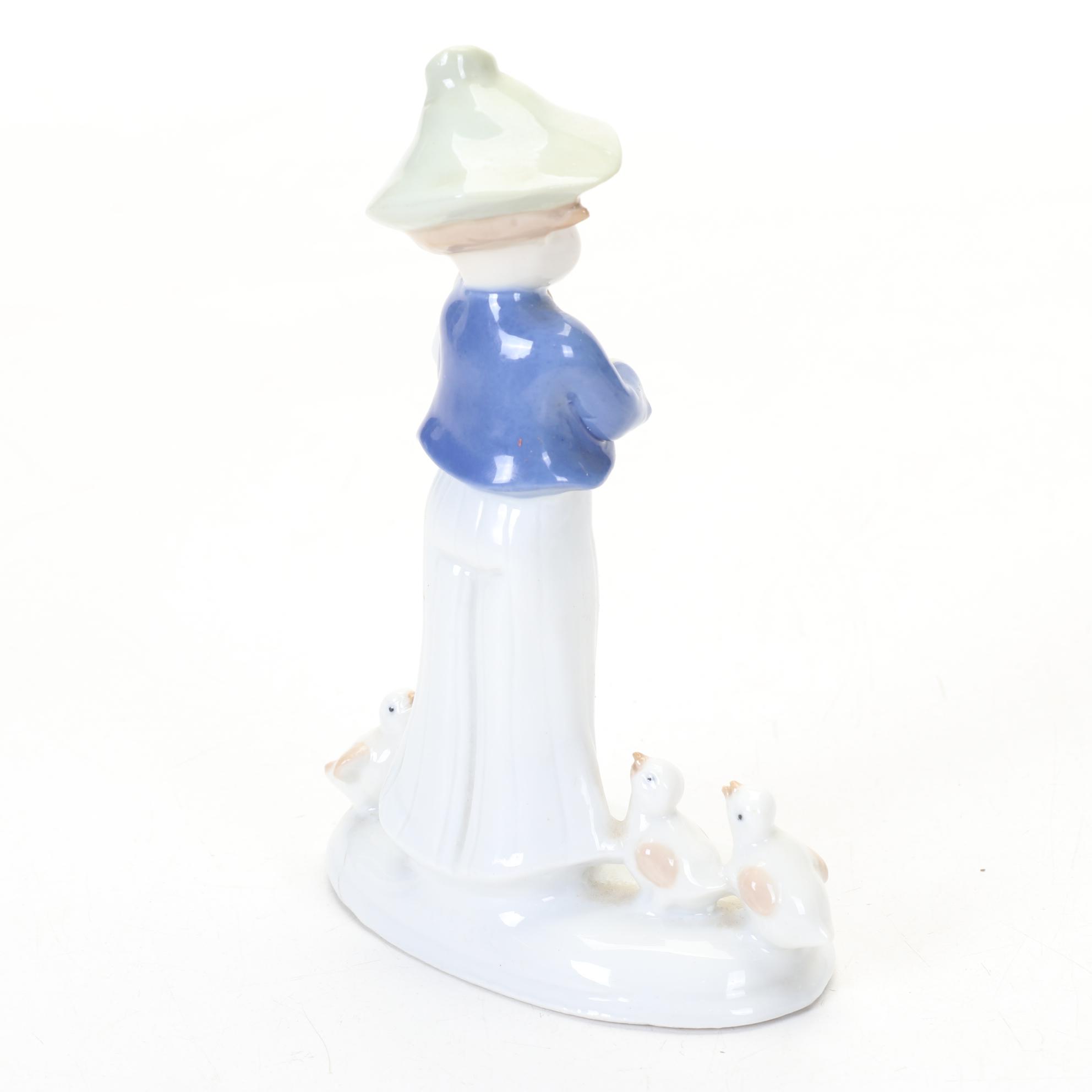 Gräfenthal Hand-Painted Porcelain Figurines Featuring Boy Playing Violin