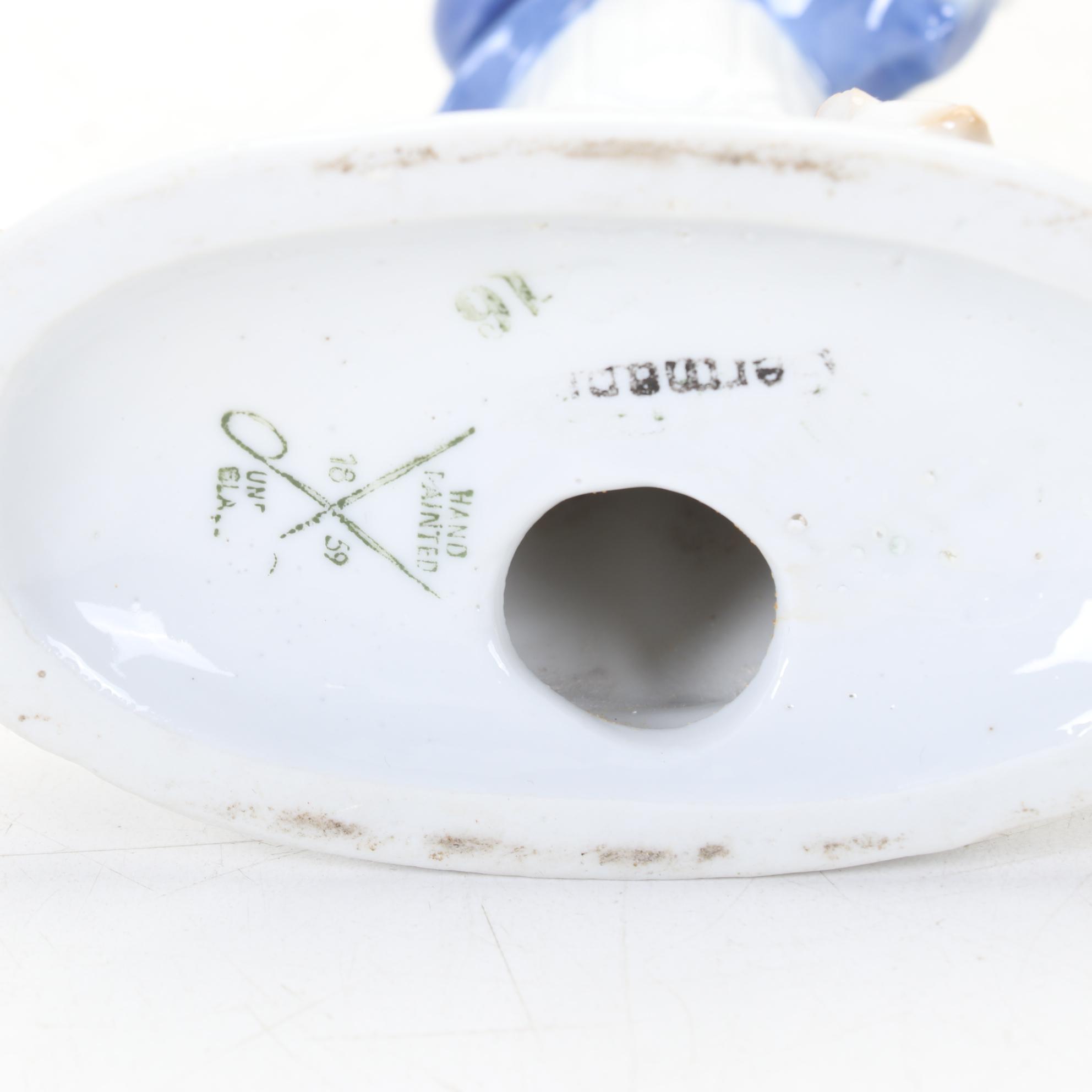 Gräfenthal Hand-Painted Porcelain Figurines Featuring Boy Playing Violin