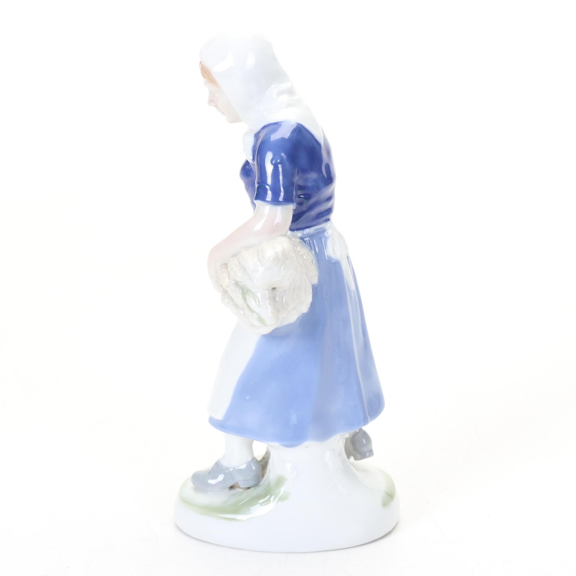 Gräfenthal Hand-Painted Porcelain Figurines Featuring Boy Playing Violin