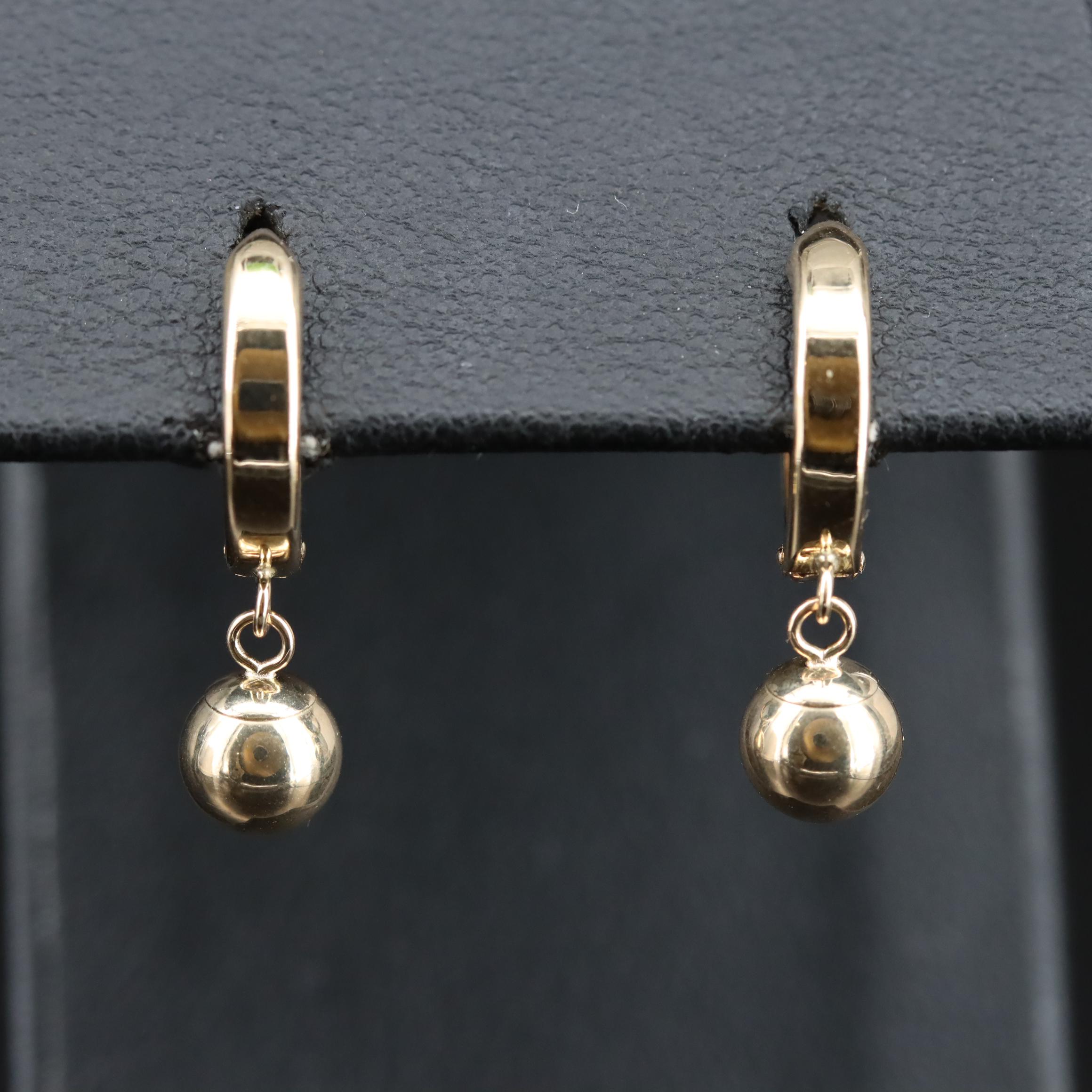 14K Huggie Hoop and Drop Earrings