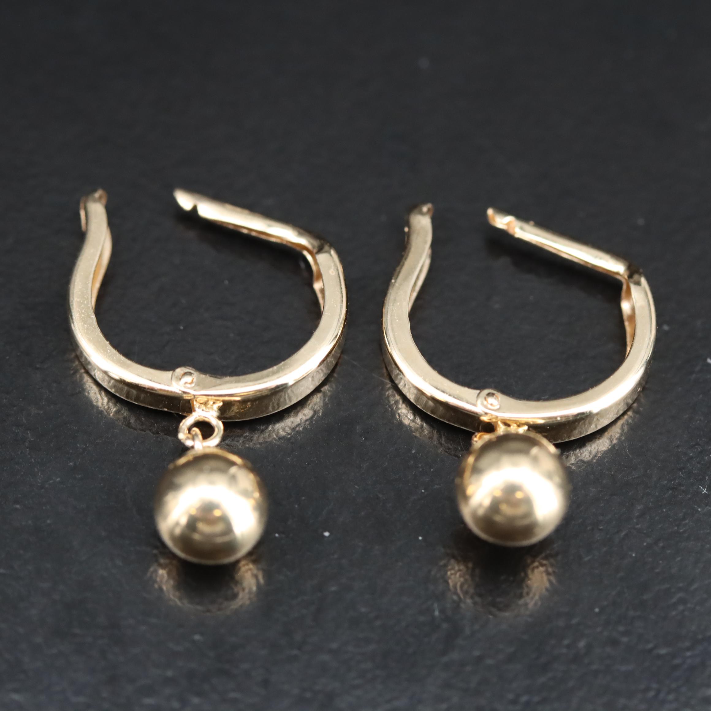 14K Huggie Hoop and Drop Earrings