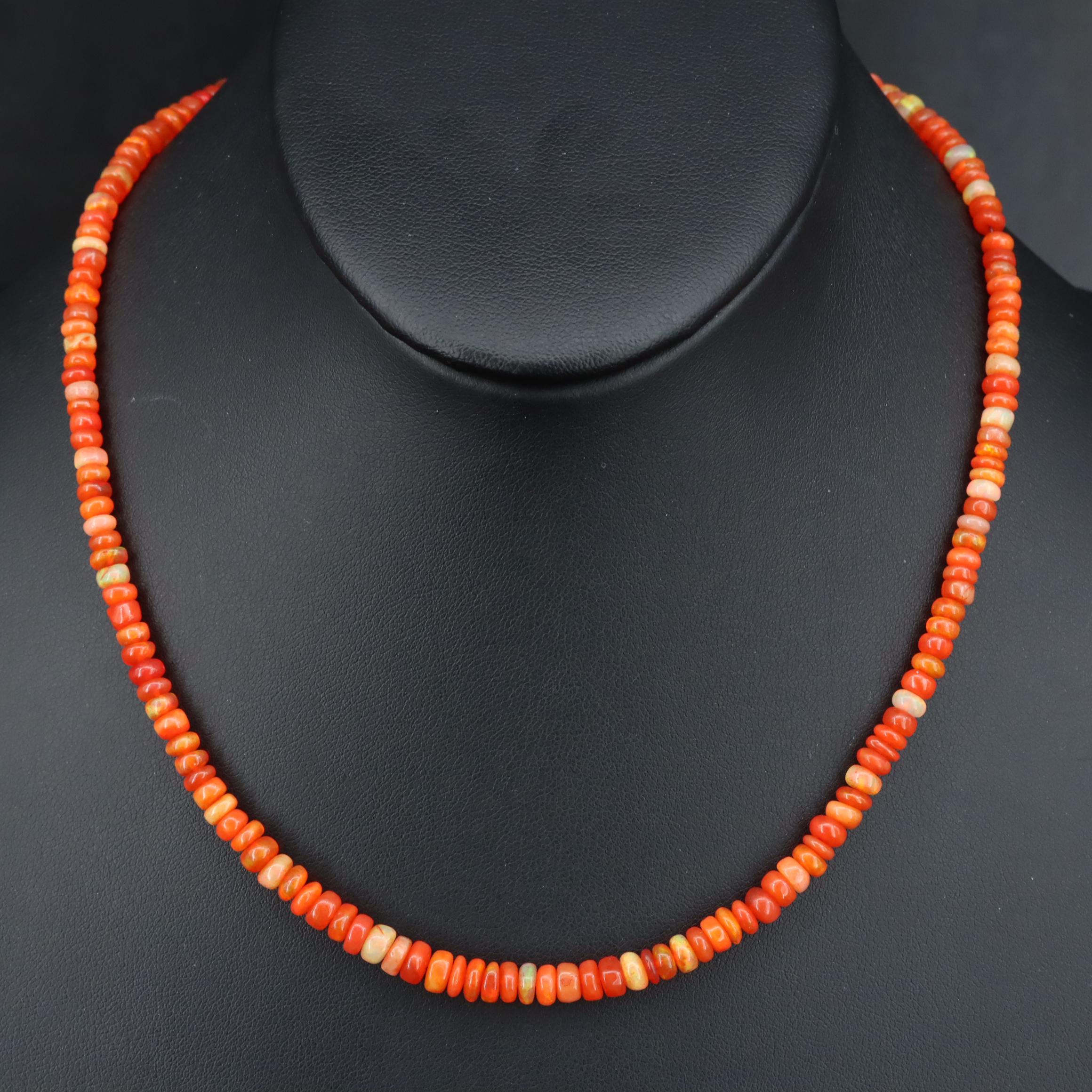 14K Graduated Fire Opal and Opal Necklace