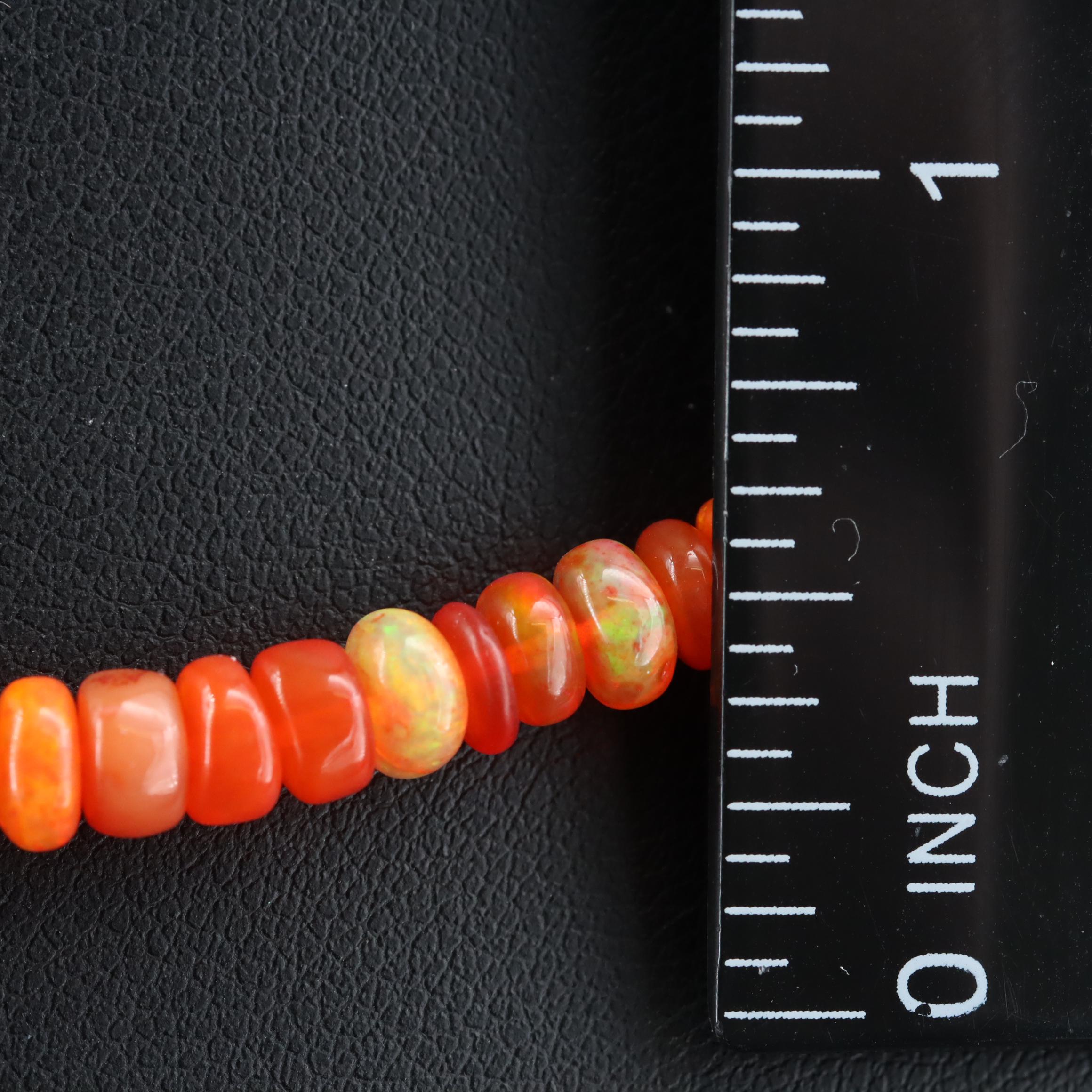 14K Graduated Fire Opal and Opal Necklace