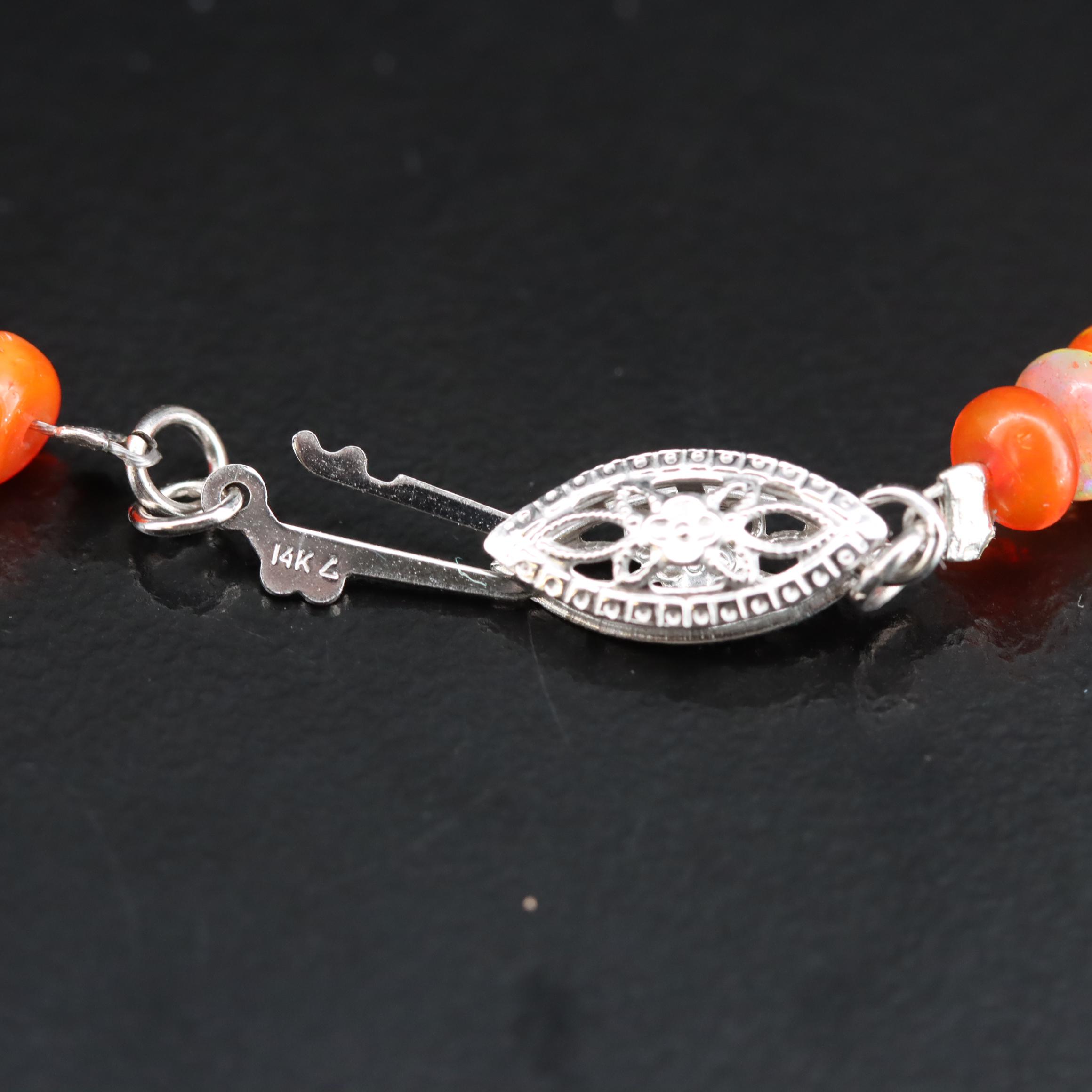 14K Graduated Fire Opal and Opal Necklace