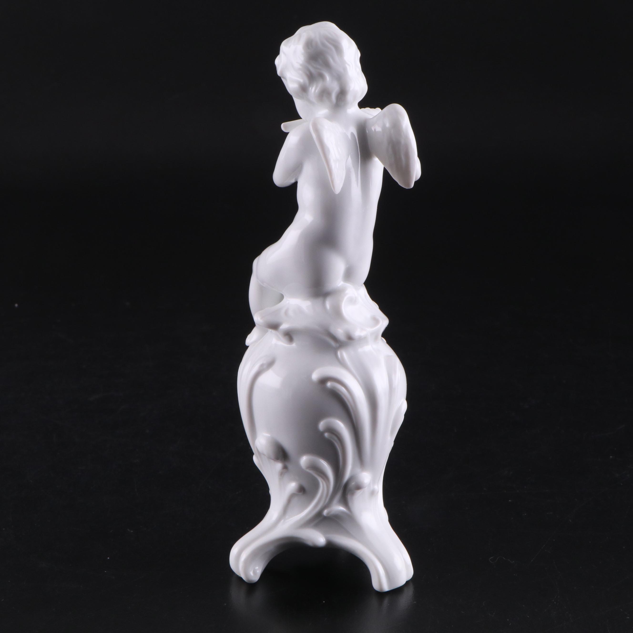 Capodimonte Winged Cherub Porcelain Figurines, Late 19th/Early 20th Century