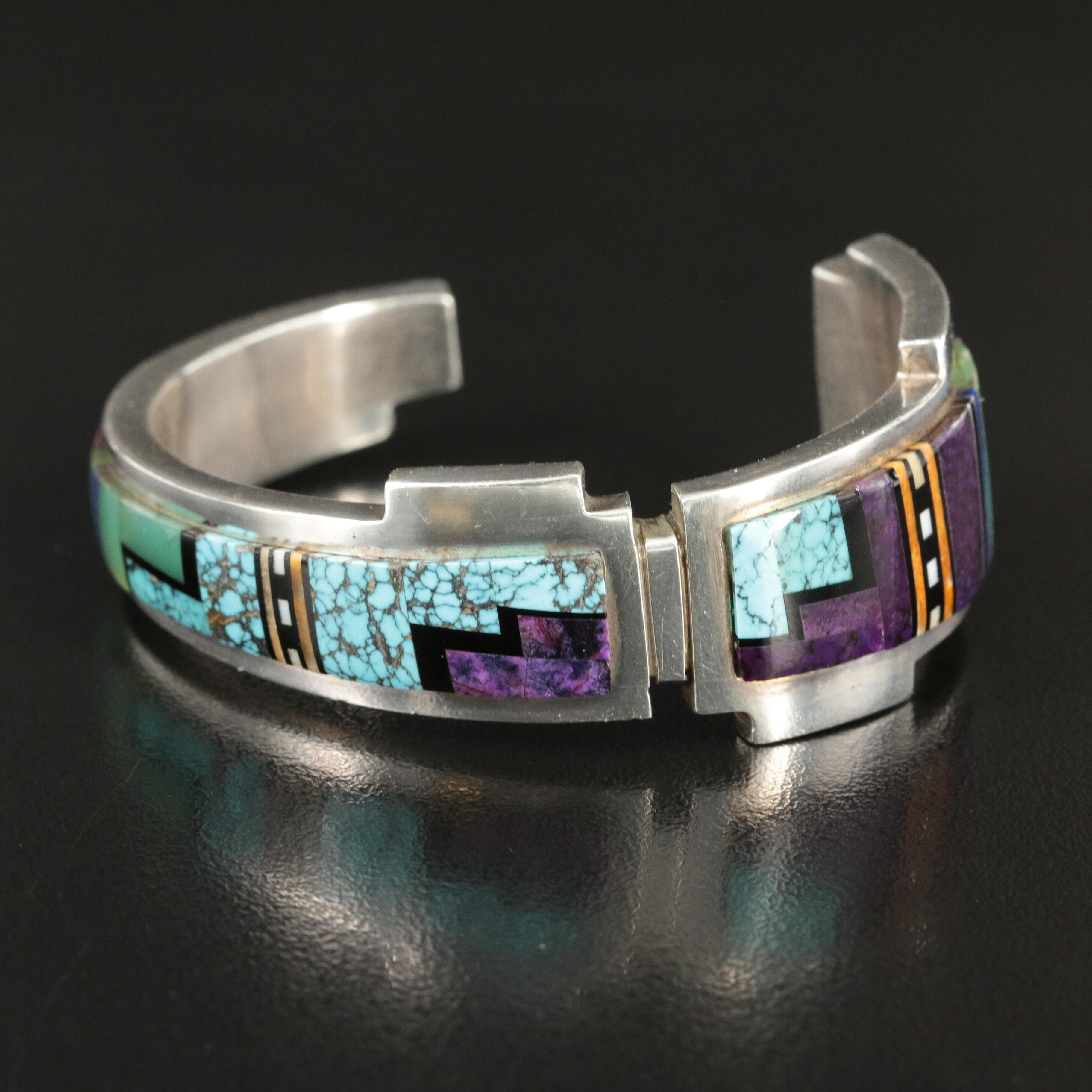 Duran Gasper, Zuni Sterling Turquoise, Sugilite, Spiny Oyster and Gemstone Cuff