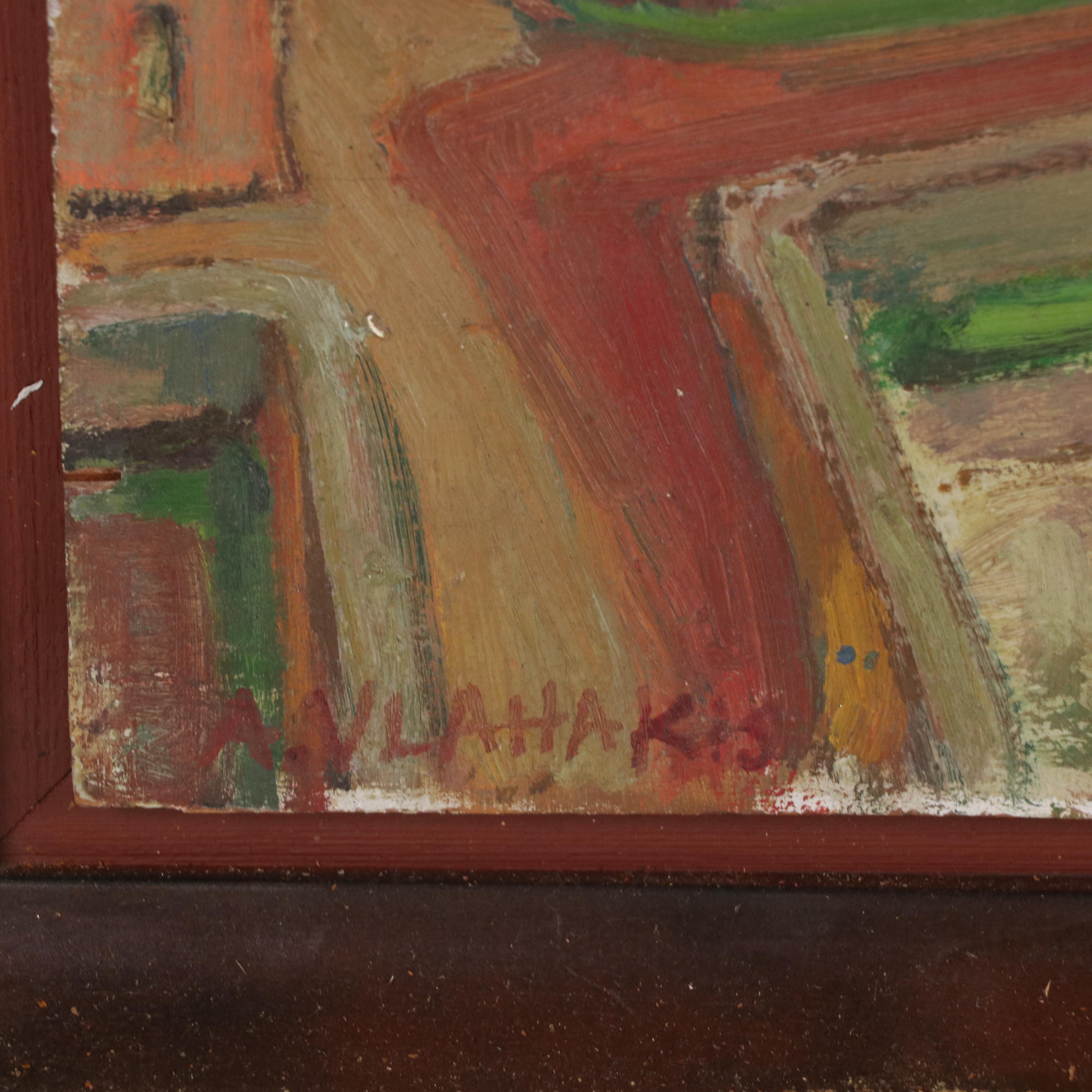 Oil Painting of Village Scene, 1951