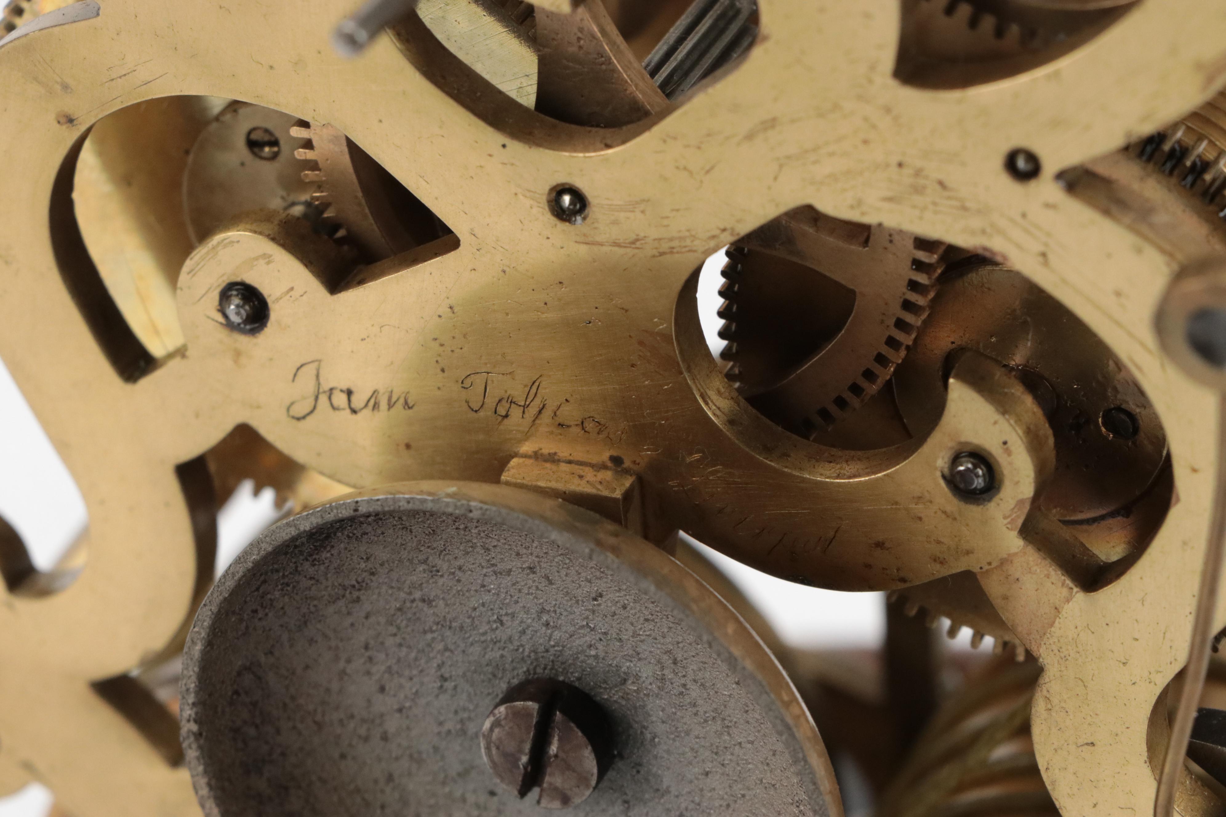 Victorian Brass Pendulum Driven 8-Day Skeleton Clock on Wood Cloche Base