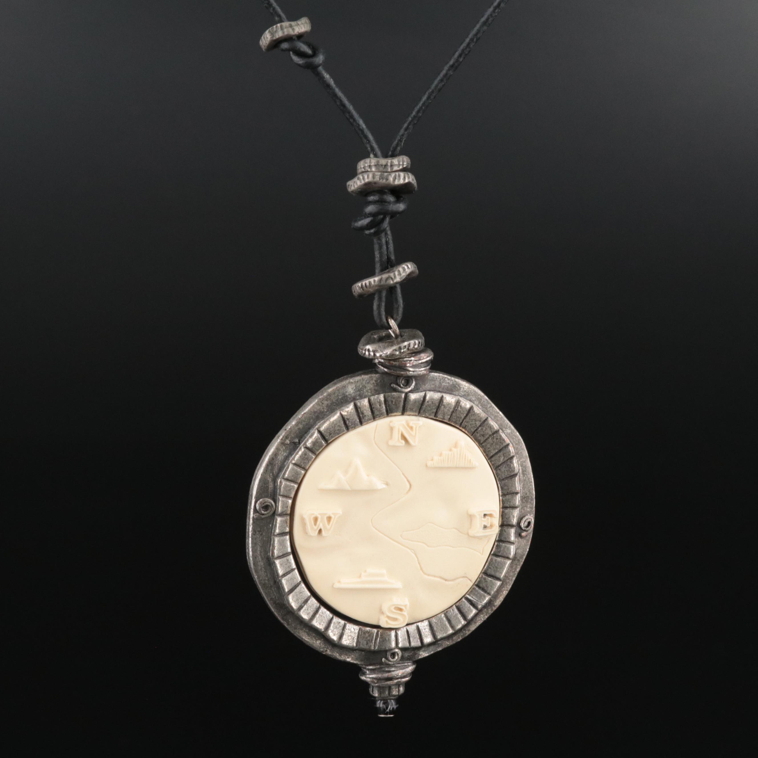 Reversible Cardinal Direction Pendant Necklace