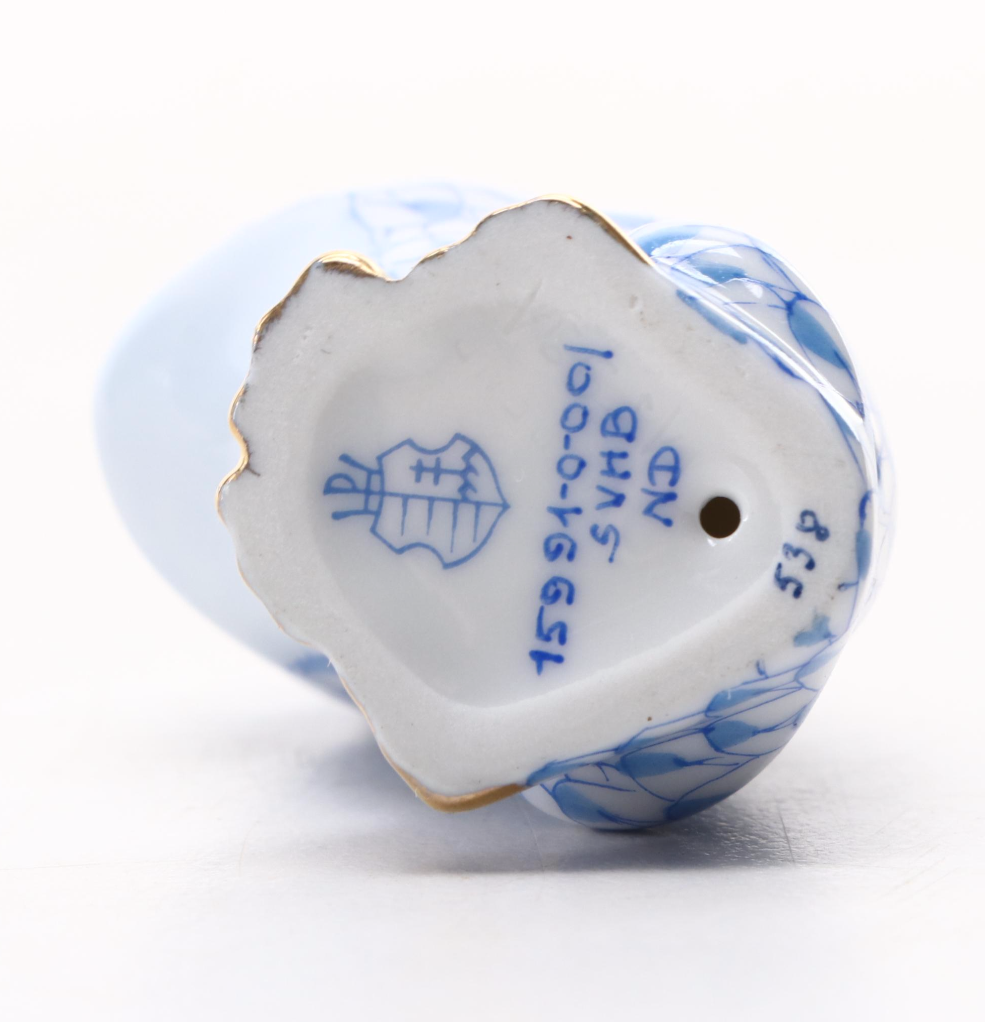 Herend Blue Fishnet with Gold "Leapin' Louie" Porcelain Figurine