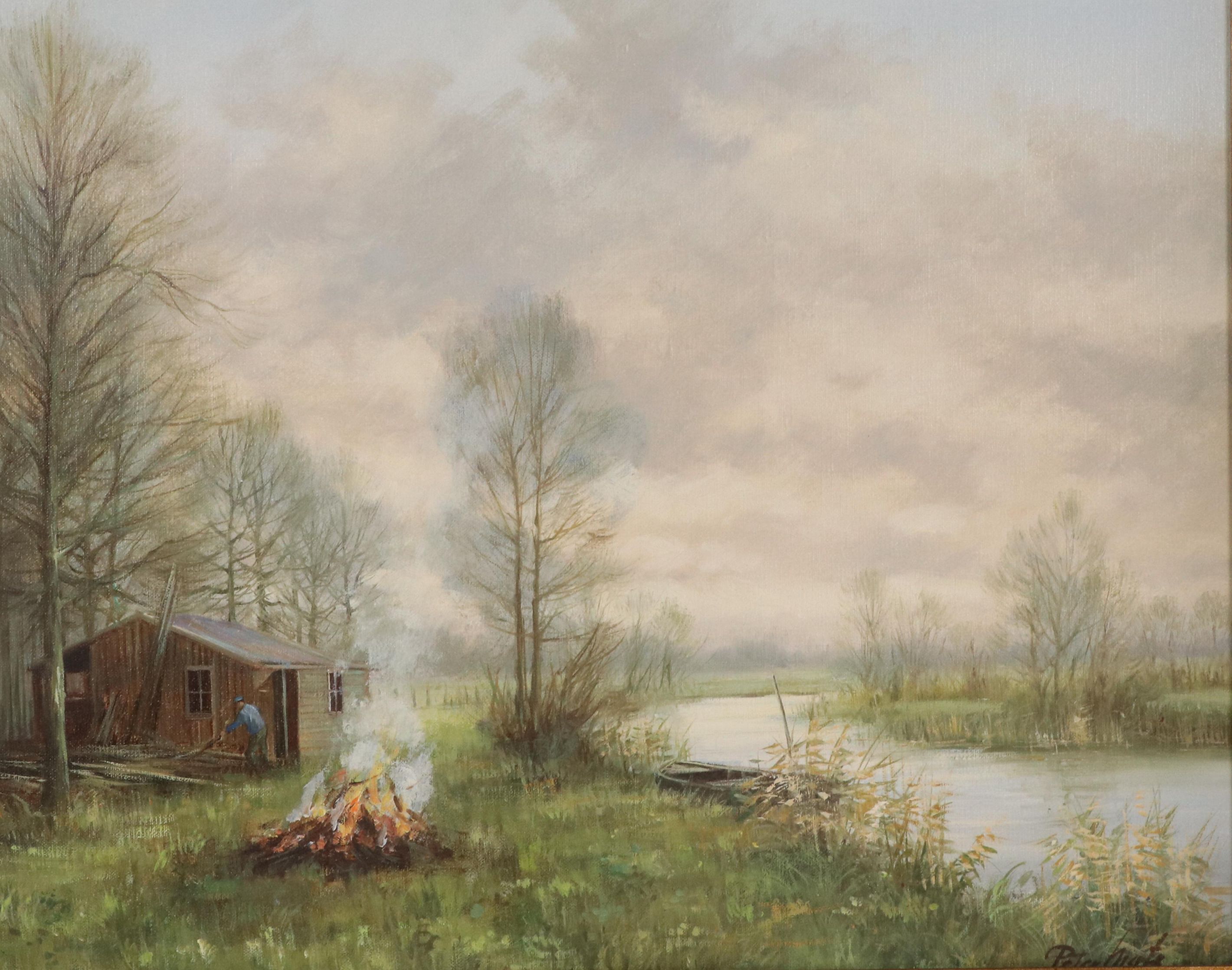 Peter Motz Oil Painting of Homestead Scene
