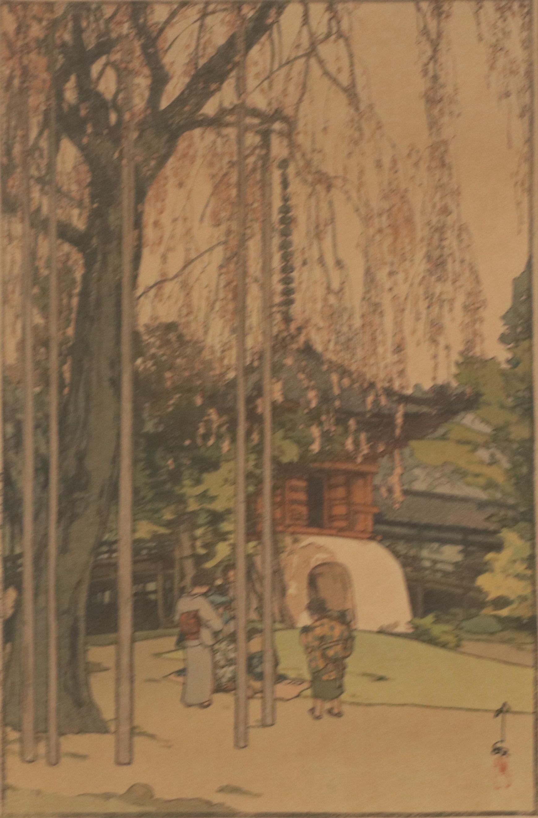 Hiroshi Yoshida Shin-Hanga Japanese Woodblock "The Cherry Tree in Kawagoe," 1935