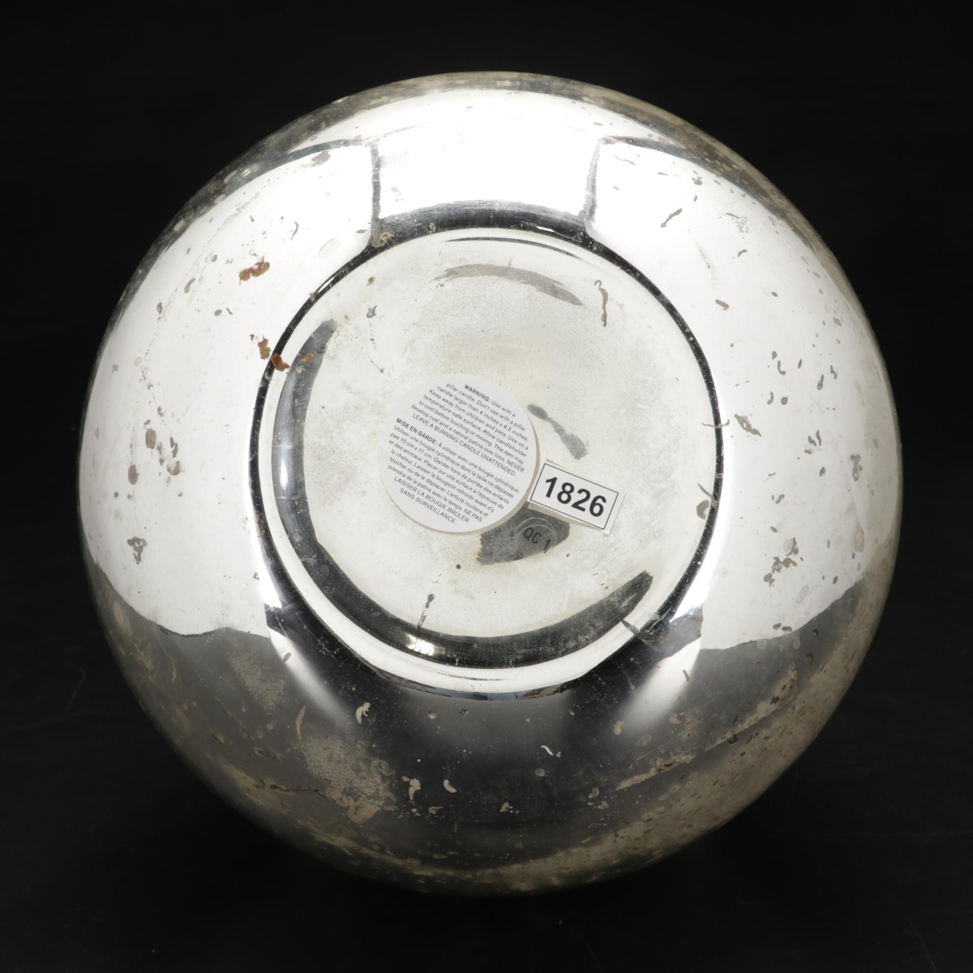 Mercury Glass Orb Shaped Hurricane For Pillar Candle