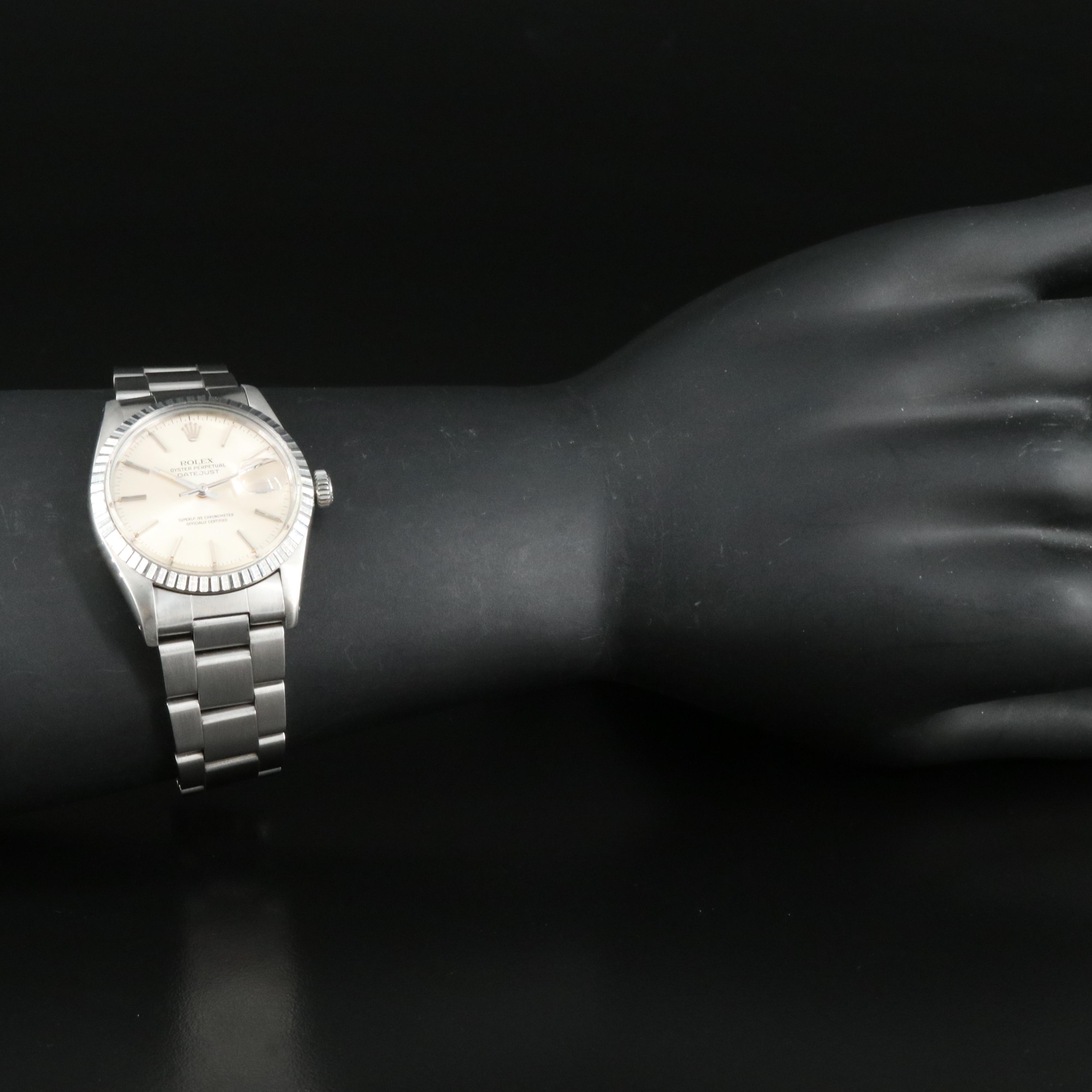 1981 Rolex Oyster Perpetual Datejust Engine Turned Bezel Watch