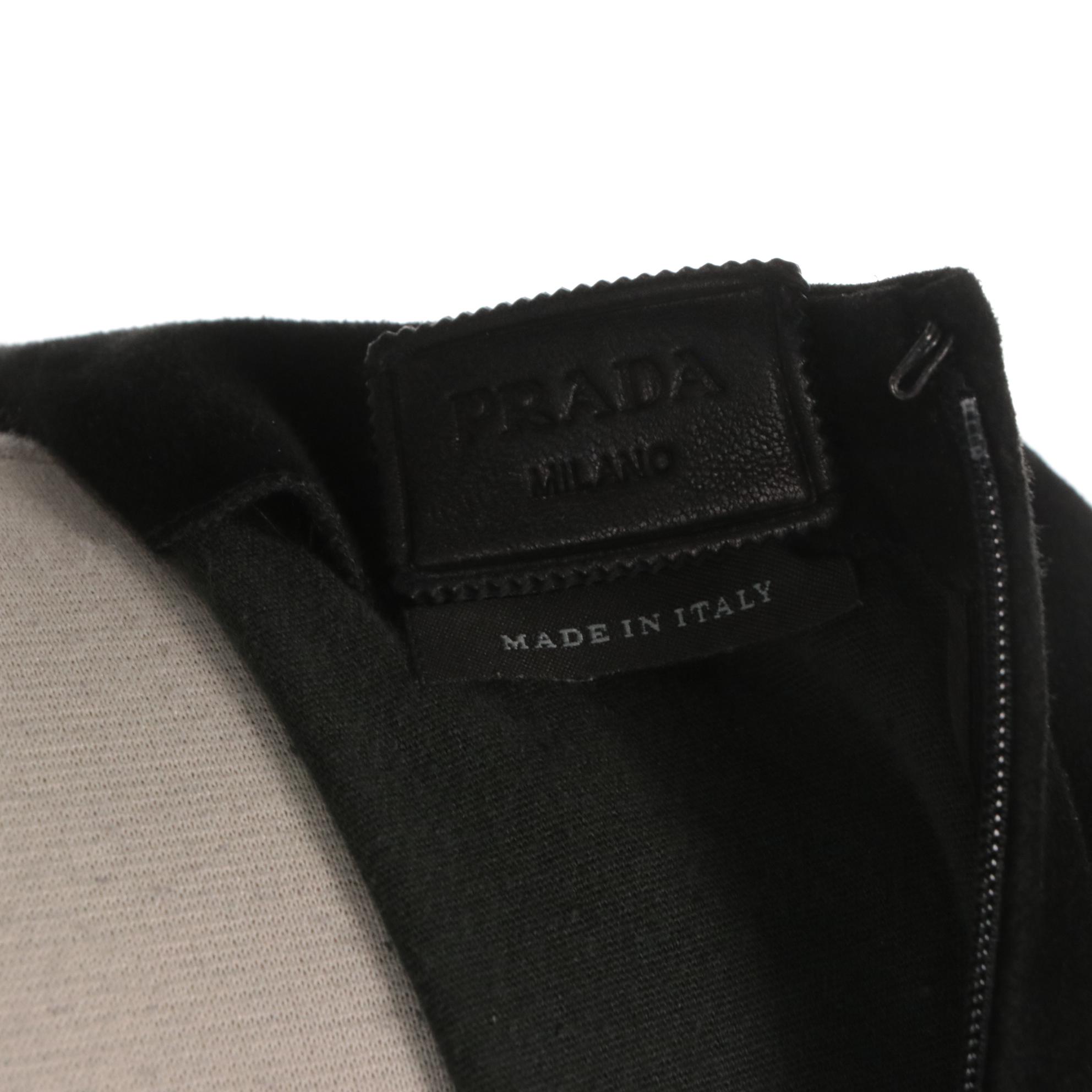 Prada Black Ultrasuede Short Sleeve Sheath Dress