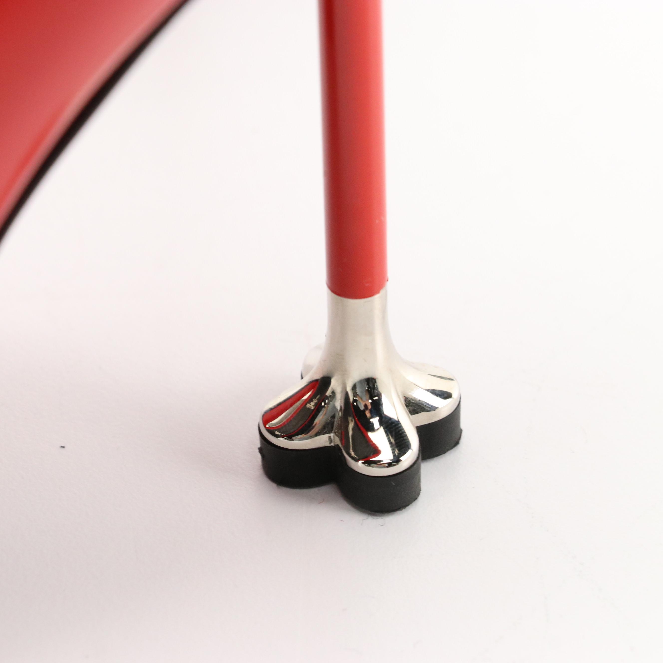 Prada Red Leather Pointed-Toe Flower Heel Cap Pumps