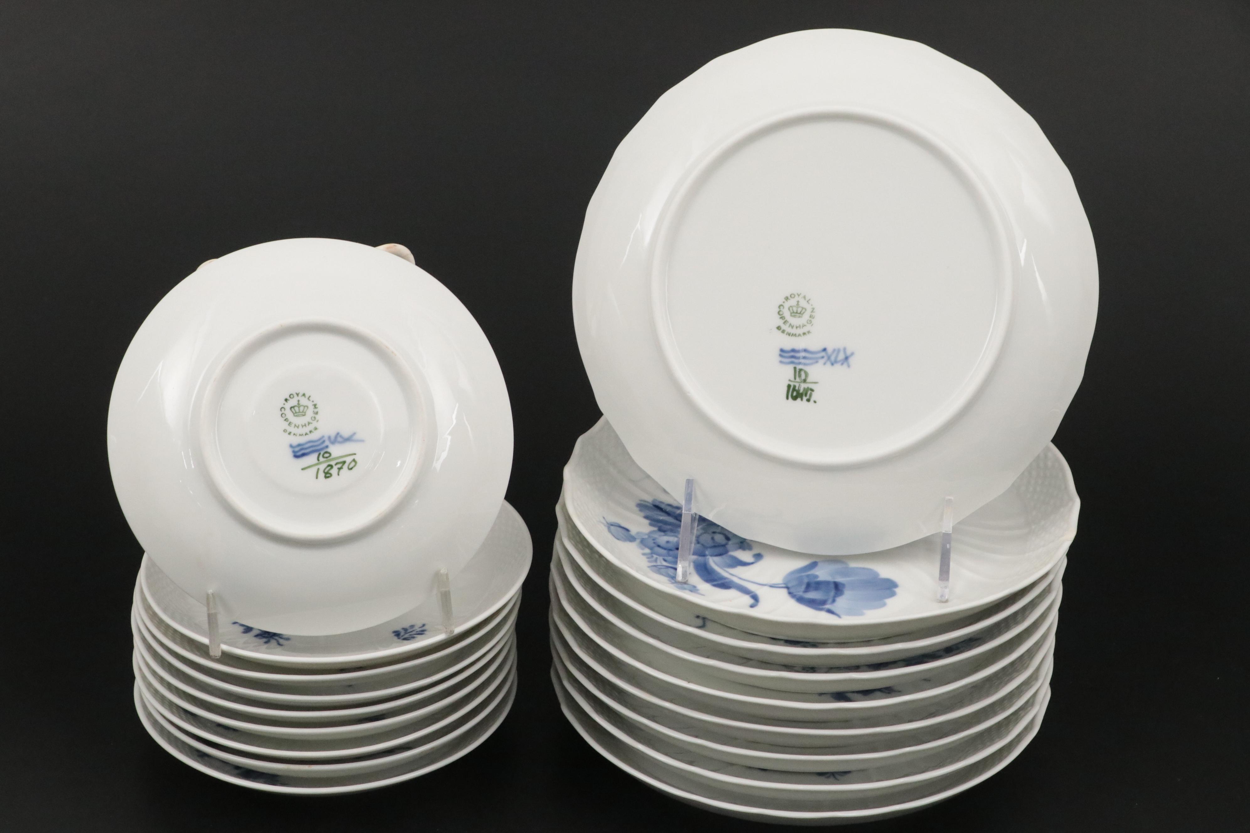Royal Copenhagen "Blue Flowers" Porcelain Dinnerware, Mid to Late 20th Century