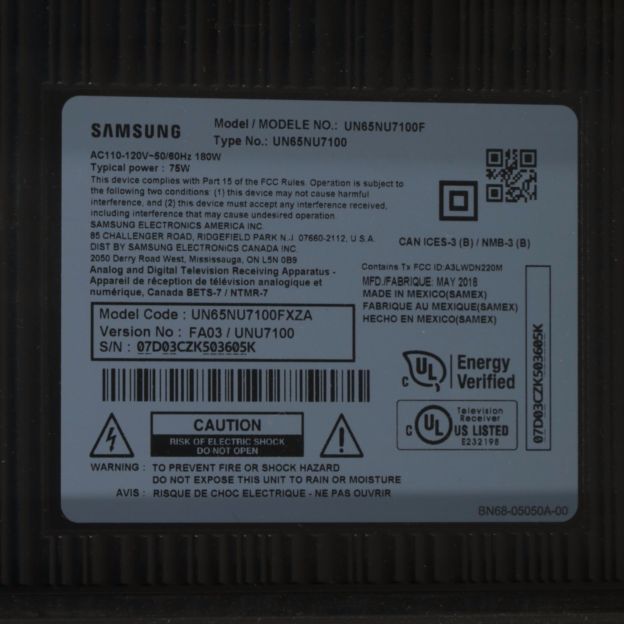 Samsung NU7100 Series LED 65" 4K Ultra HD Television