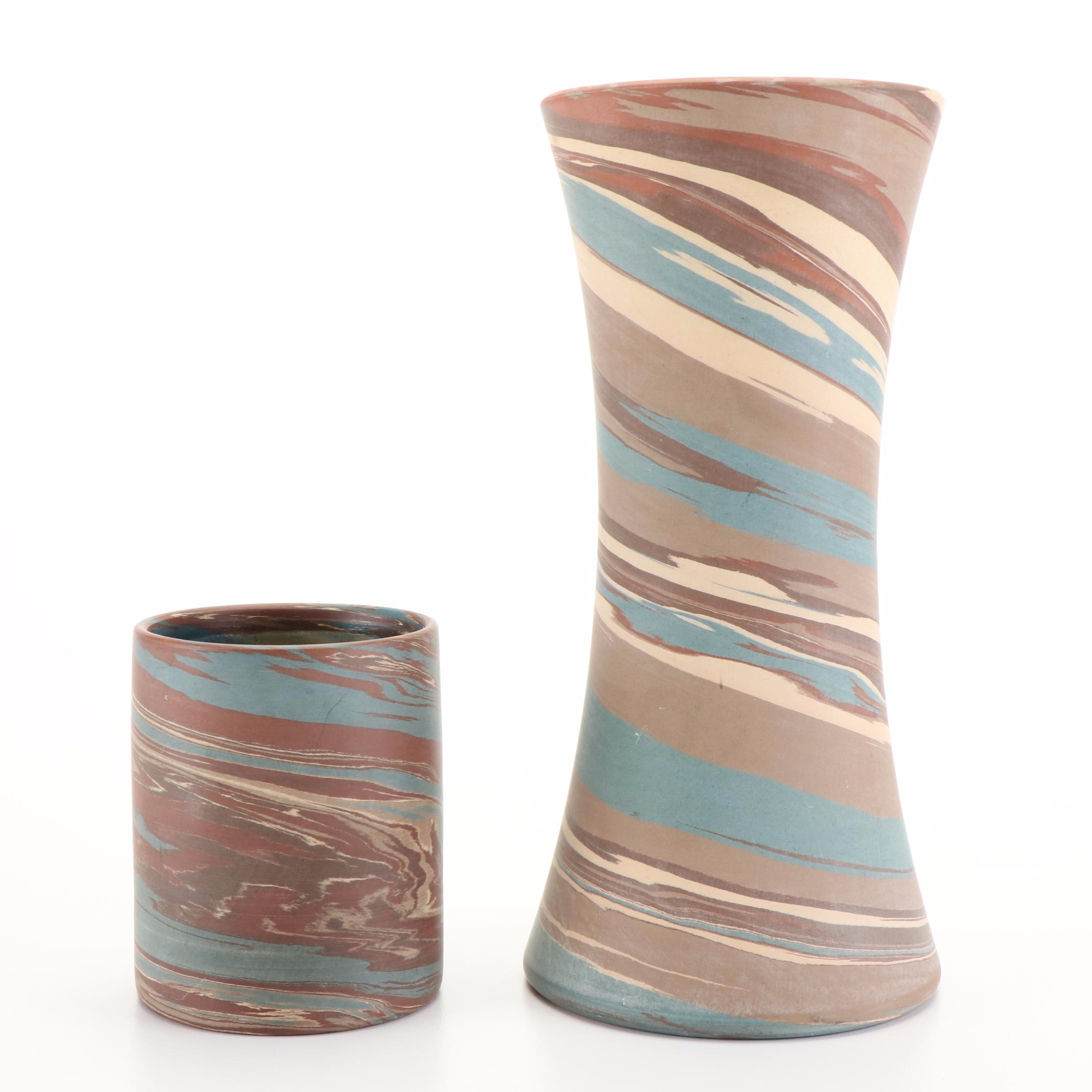 Niloak Pottery "Mission Swirl" Ceramic Vase and Pencil Cup