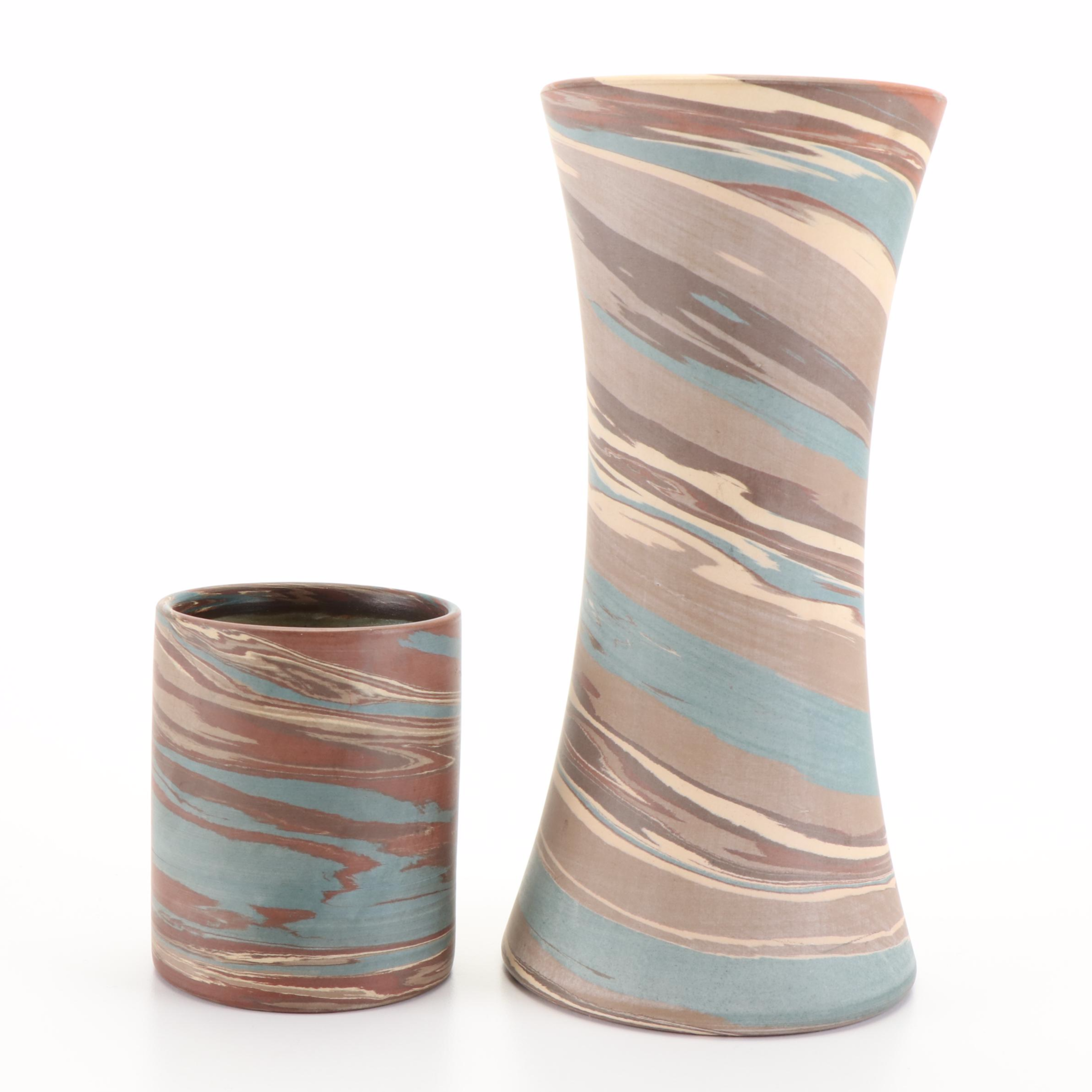 Niloak Pottery "Mission Swirl" Ceramic Vase and Pencil Cup