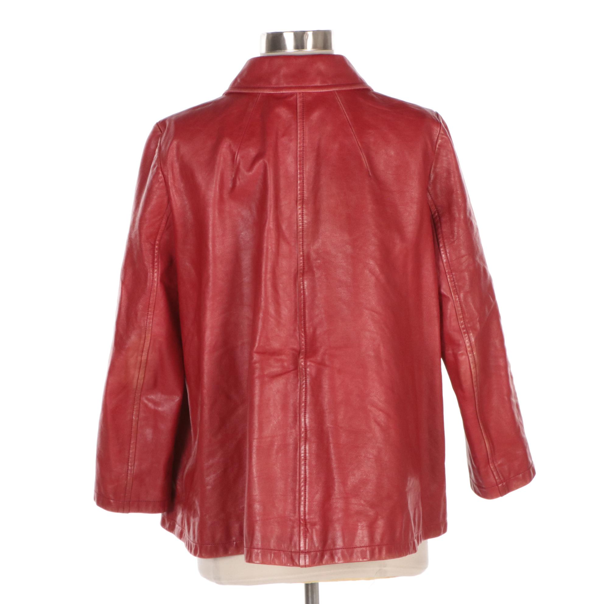 Prada Red Leather Jacket with Mother-of-Pearl Buttons