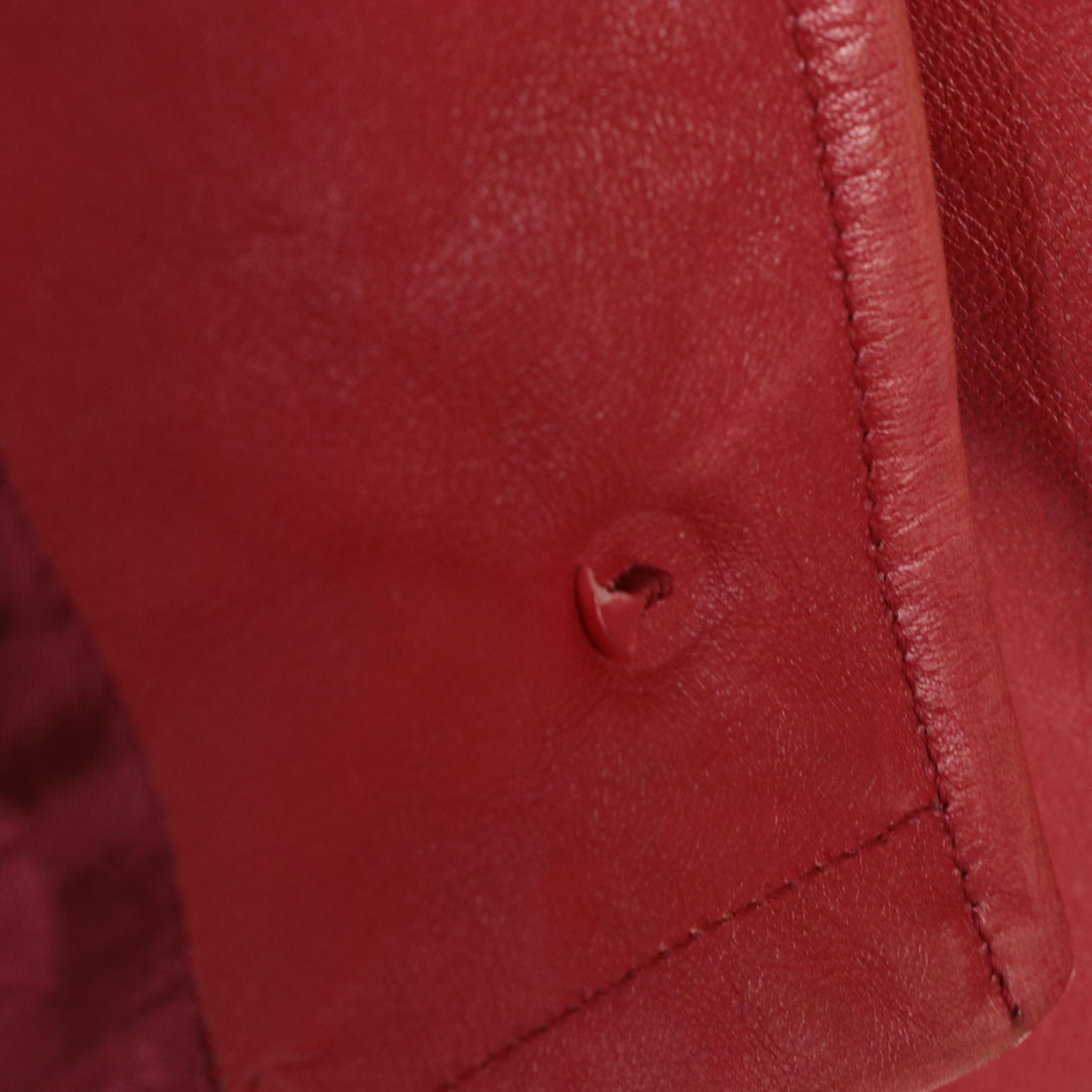 Prada Red Leather Jacket with Mother-of-Pearl Buttons