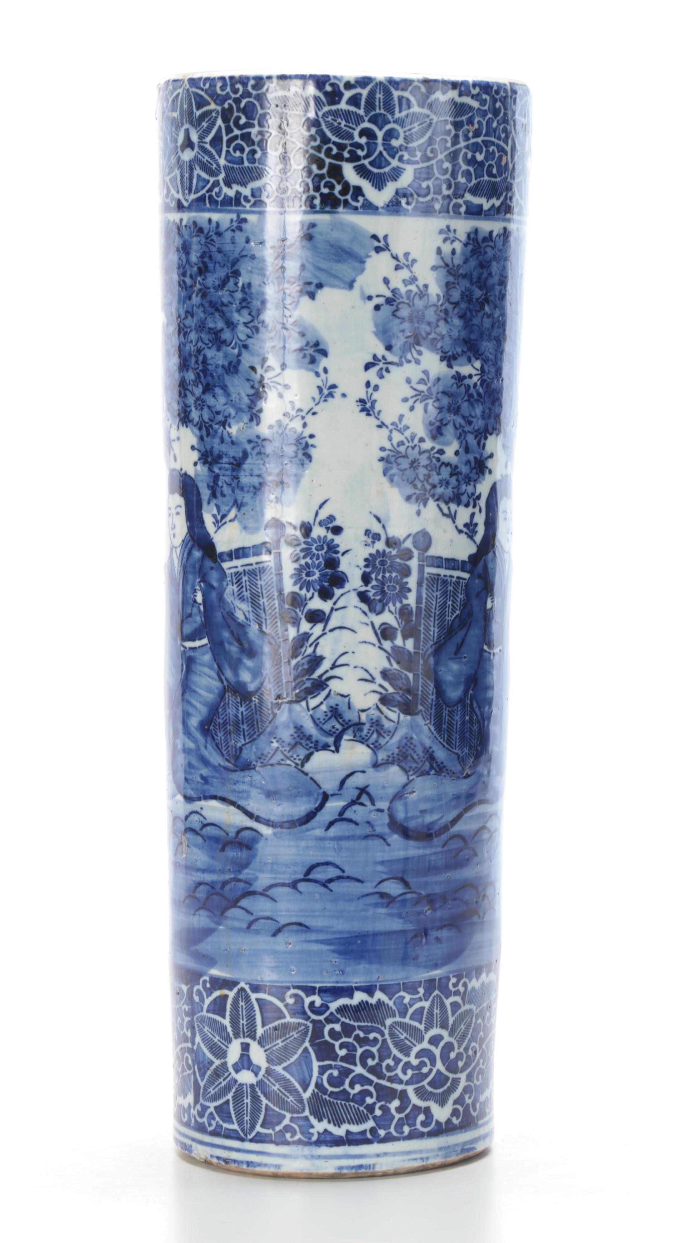 Chinese Style Blue and White Porcelain Umbrella Stand