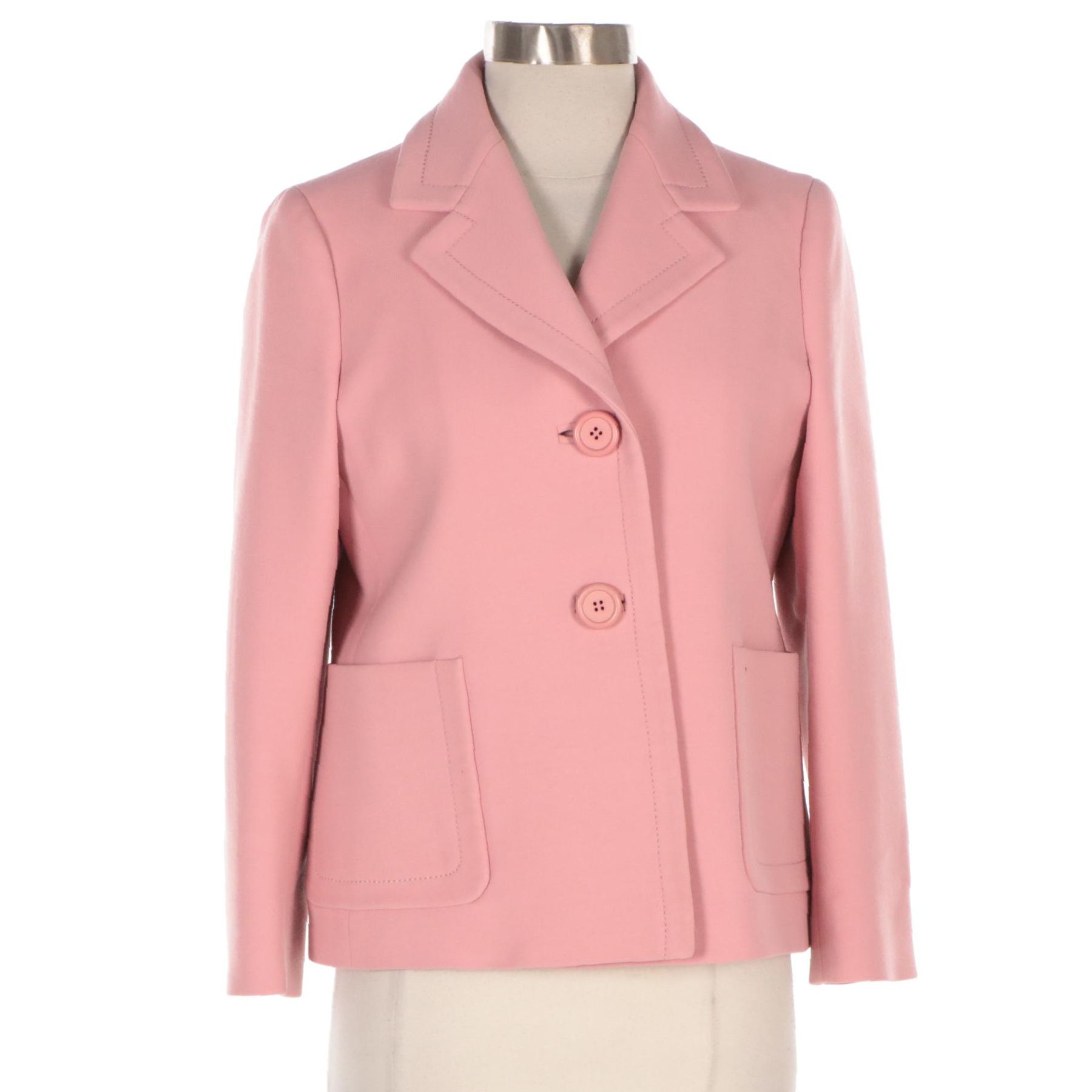 Prada Blush Pink Wool Button-Front Blazer
