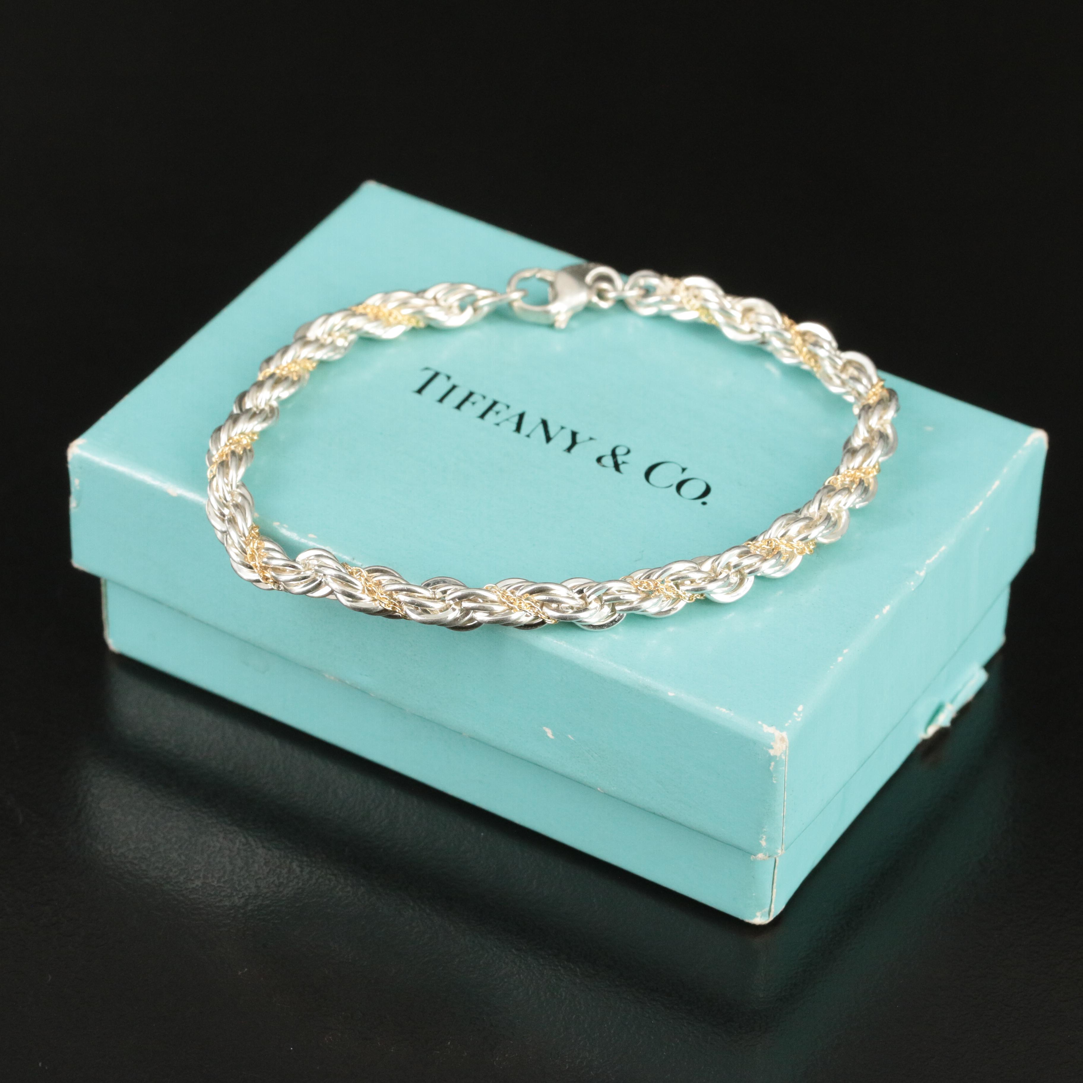 Tiffany & Co. Sterling and 18K Twisted Rope Chain Bracelet