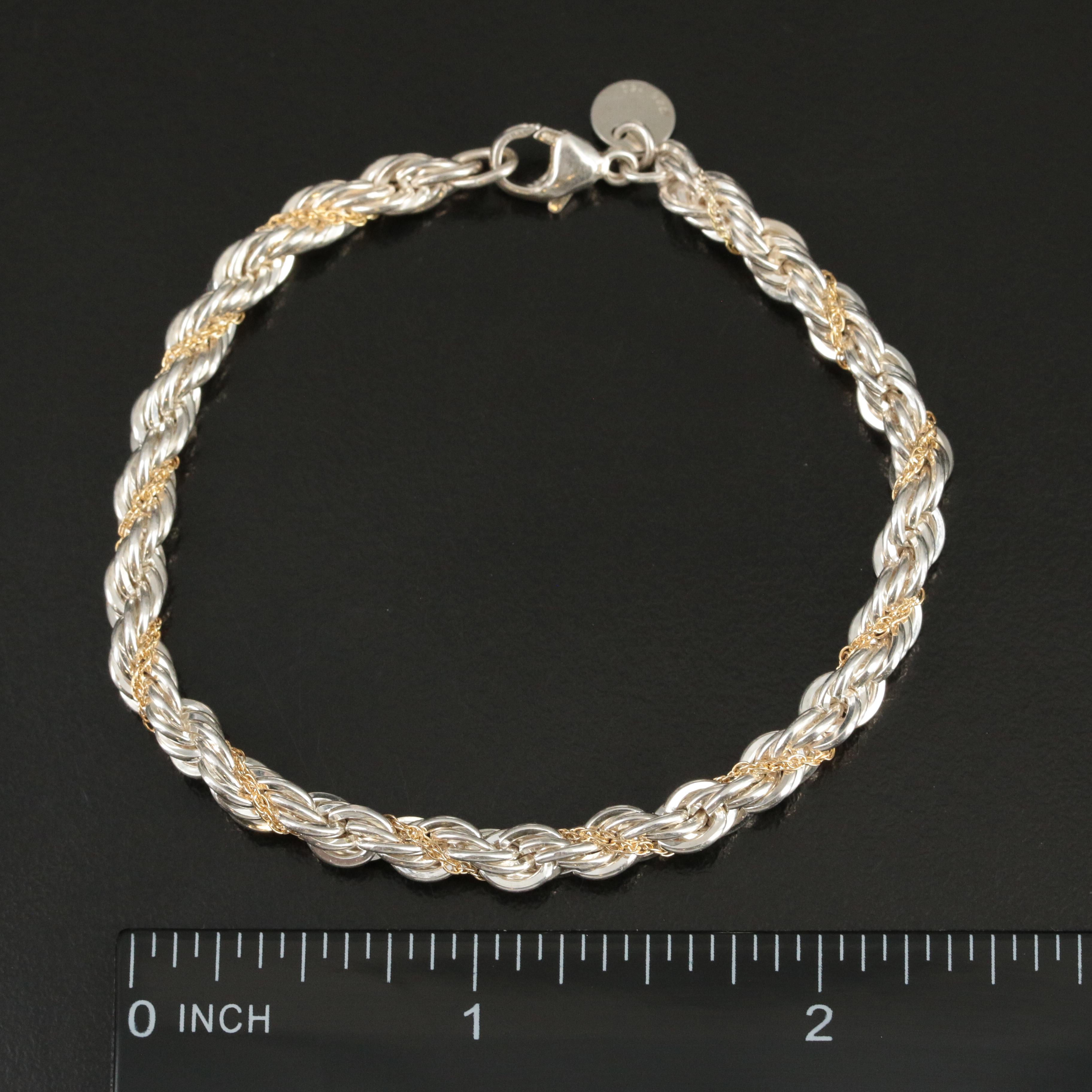 Tiffany & Co. Sterling and 18K Twisted Rope Chain Bracelet