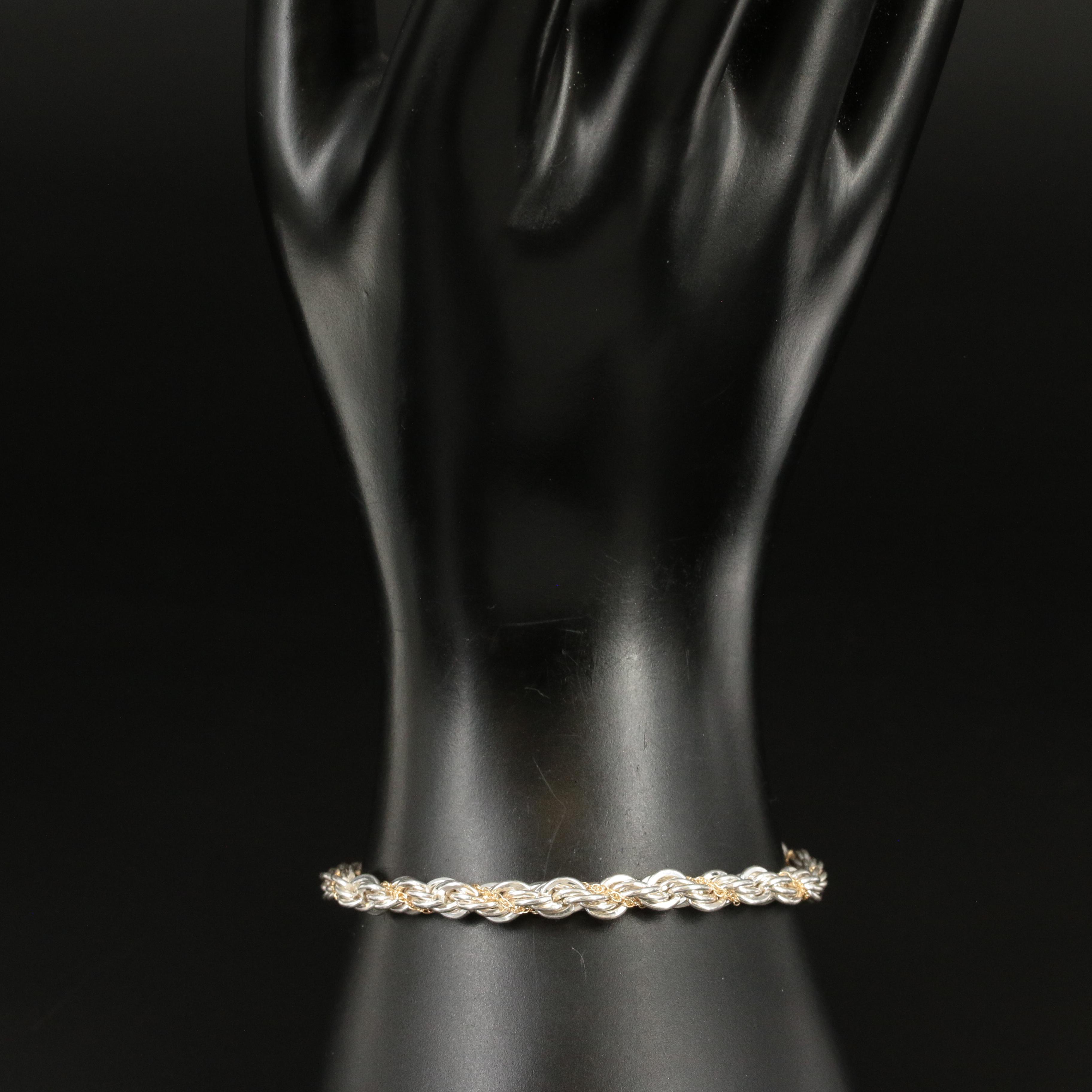 Tiffany & Co. Sterling and 18K Twisted Rope Chain Bracelet