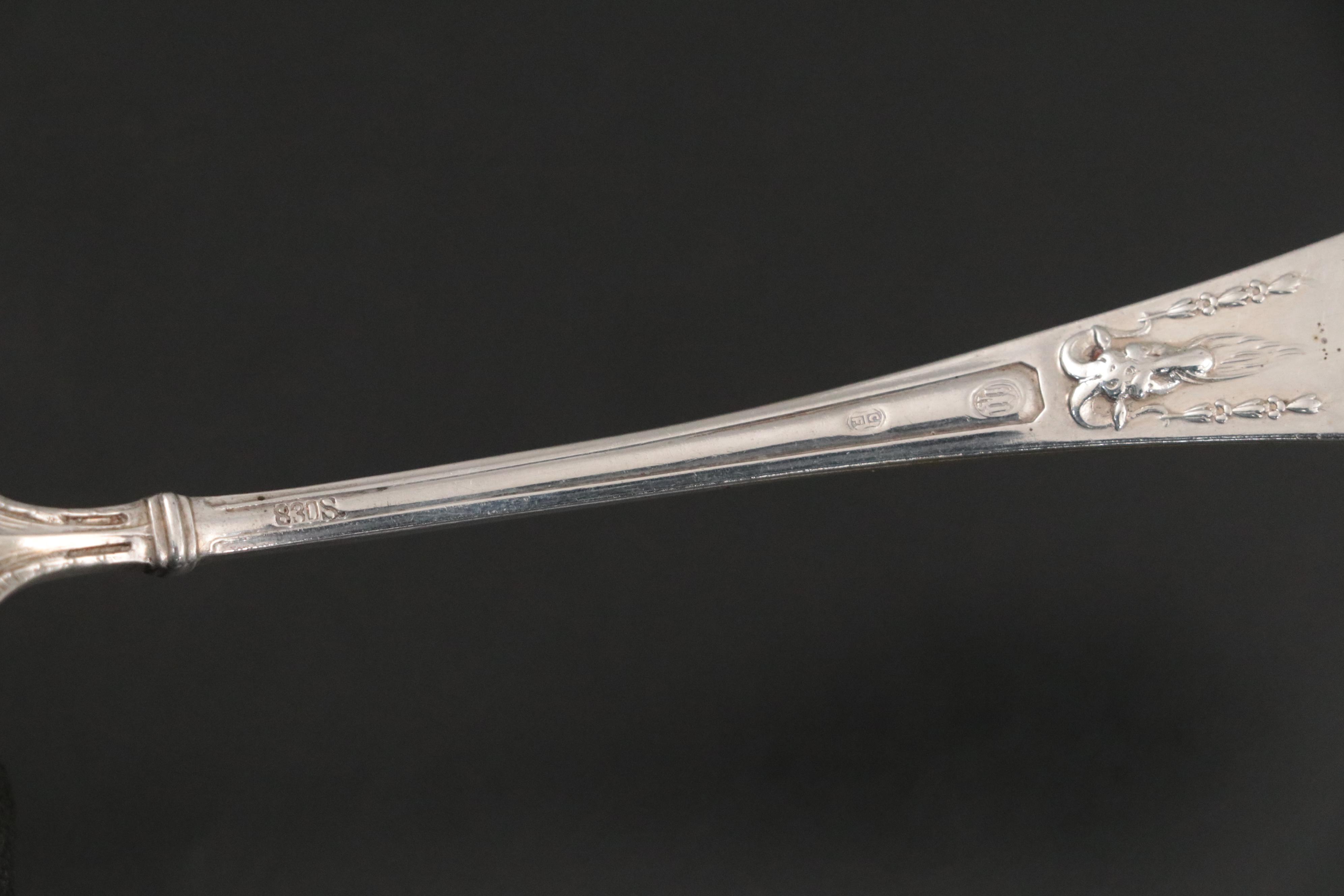 Gorham "Camellia" Sterling Silver Flatware with Danish 830 Silver Tablespoons