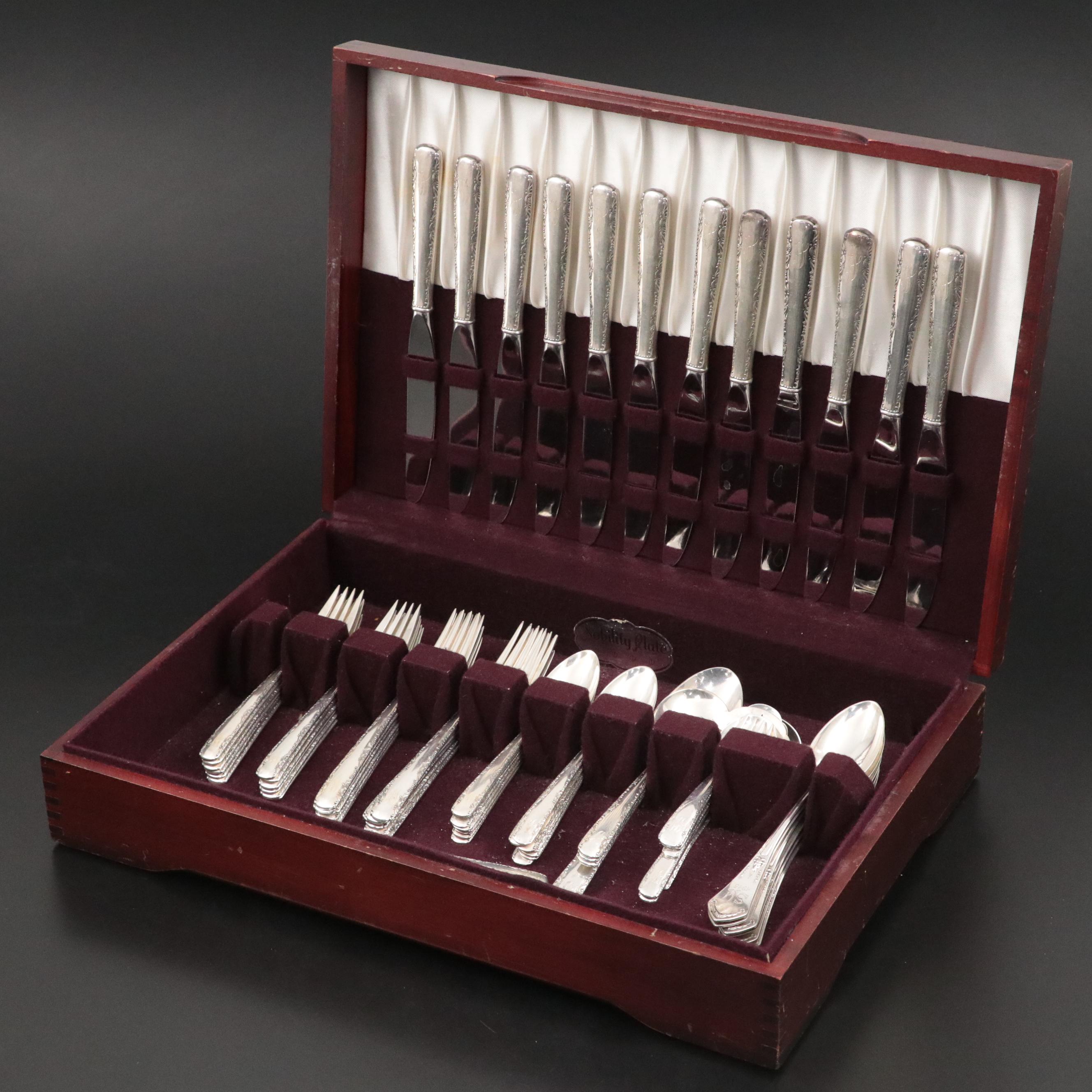 Gorham "Camellia" Sterling Silver Flatware with Danish 830 Silver Tablespoons