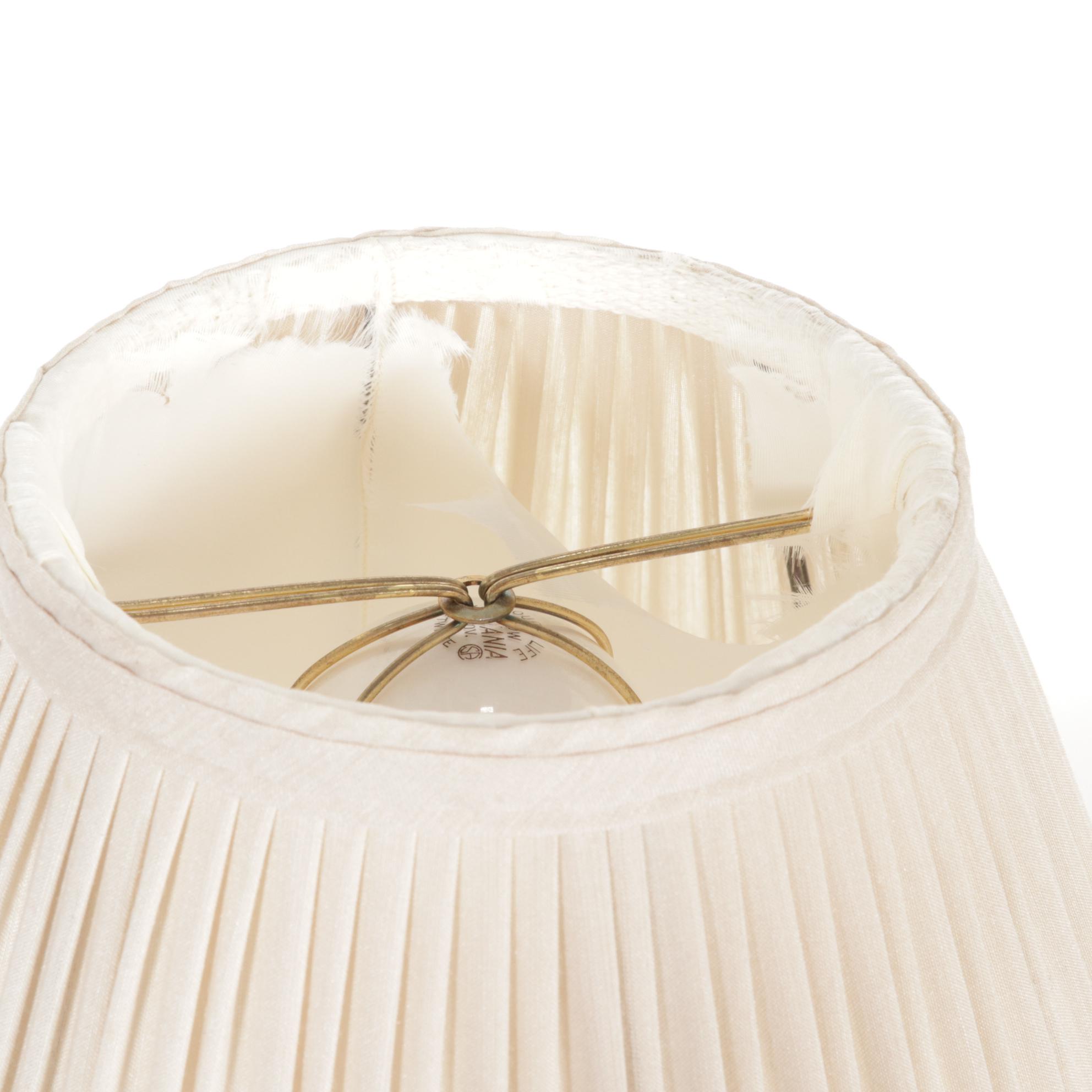 Ethan Allen Table Lamp With Pastel Urn Style Base and Pleated Shade