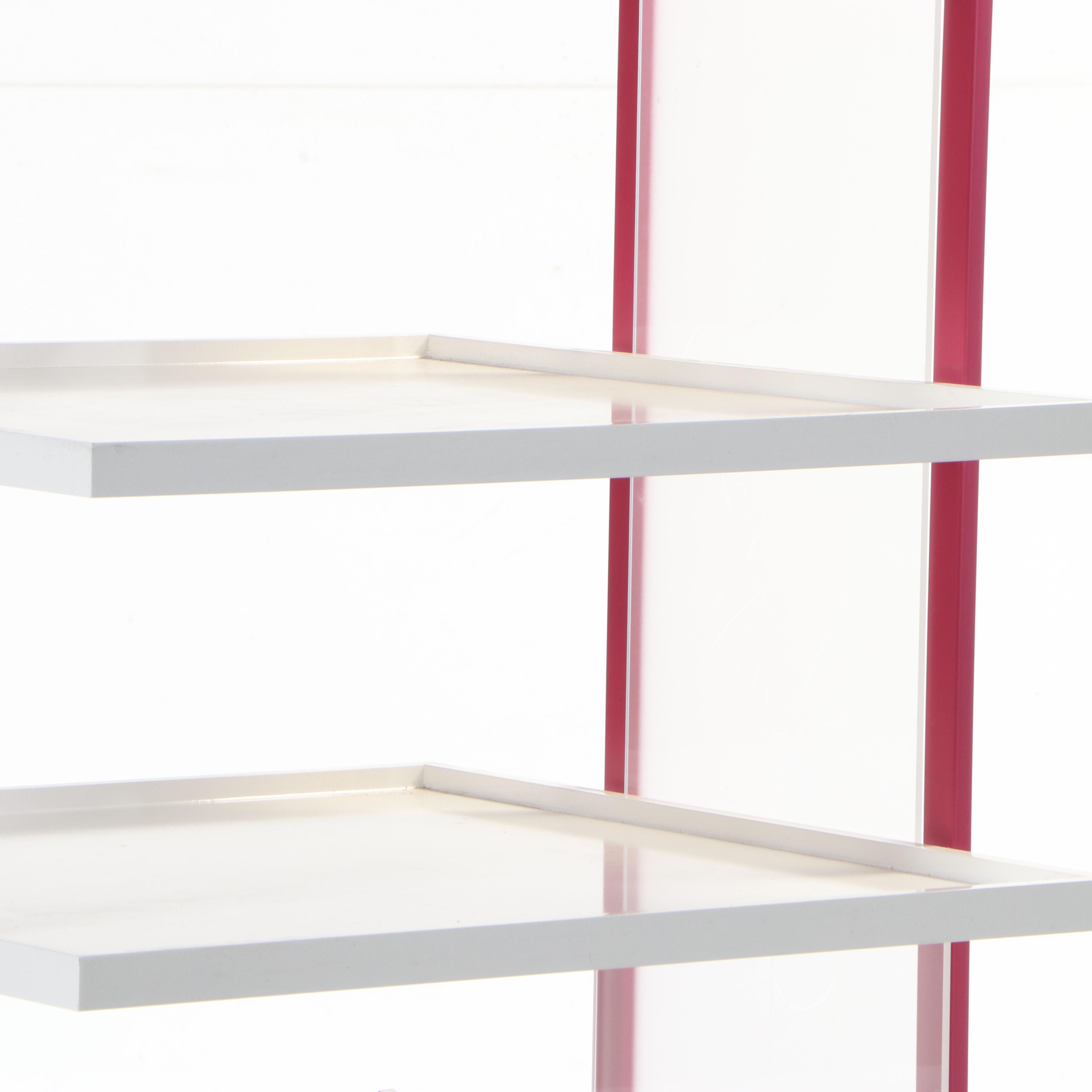 Pink and White Painted Metal Tiered Cart