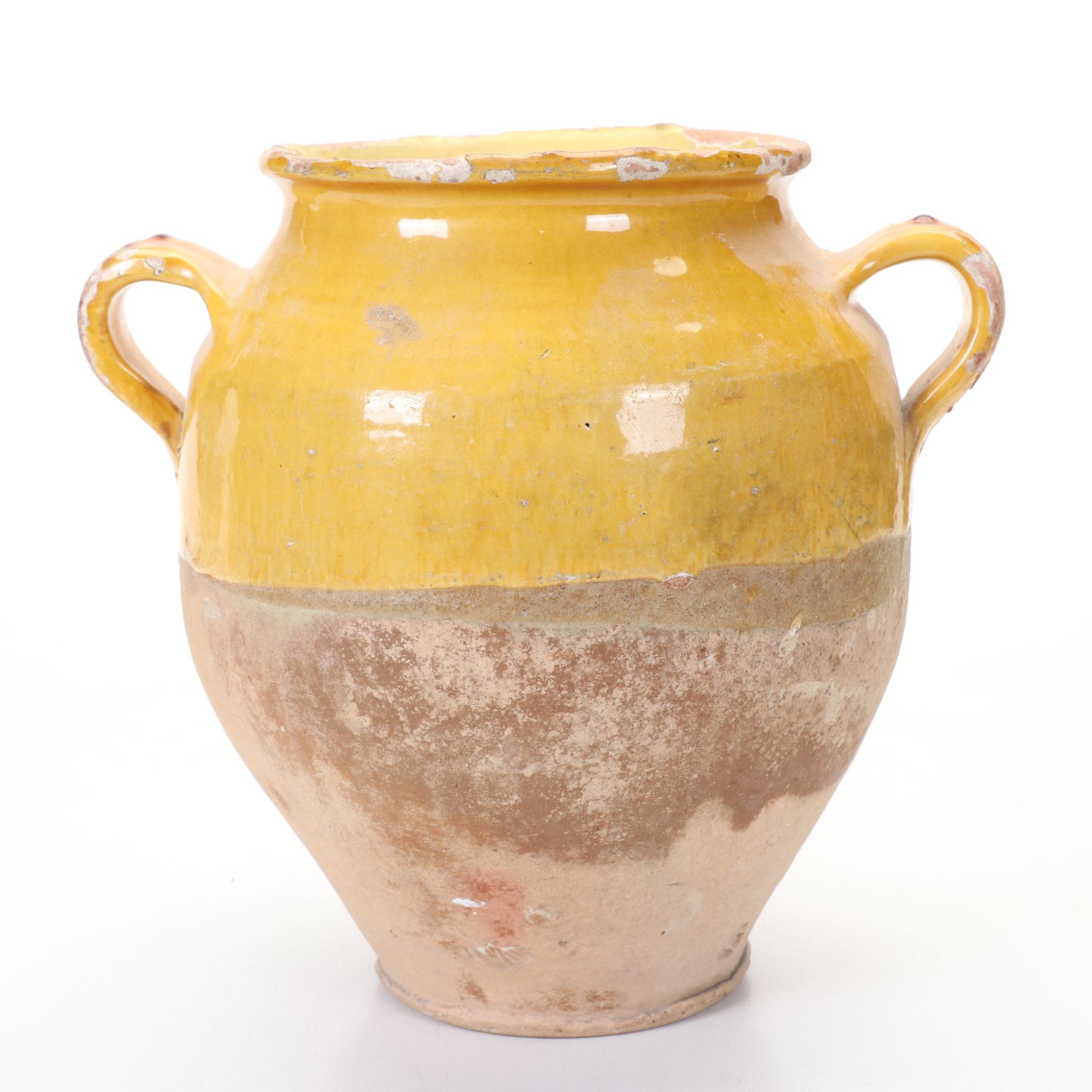 Sunflower Yellow Glazed Terracotta Amphora